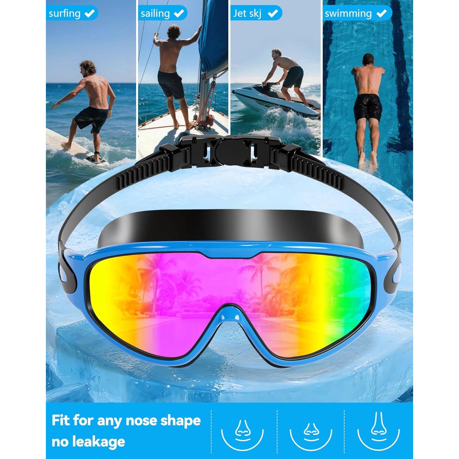 Gafas de Natación Aegend Adultos Anti-Niebla UV con Tapones