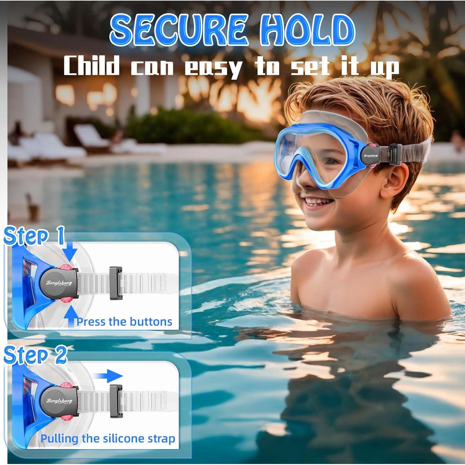 Gafas de natación BERYLSHARY para niños 5-15 años anti-vaho