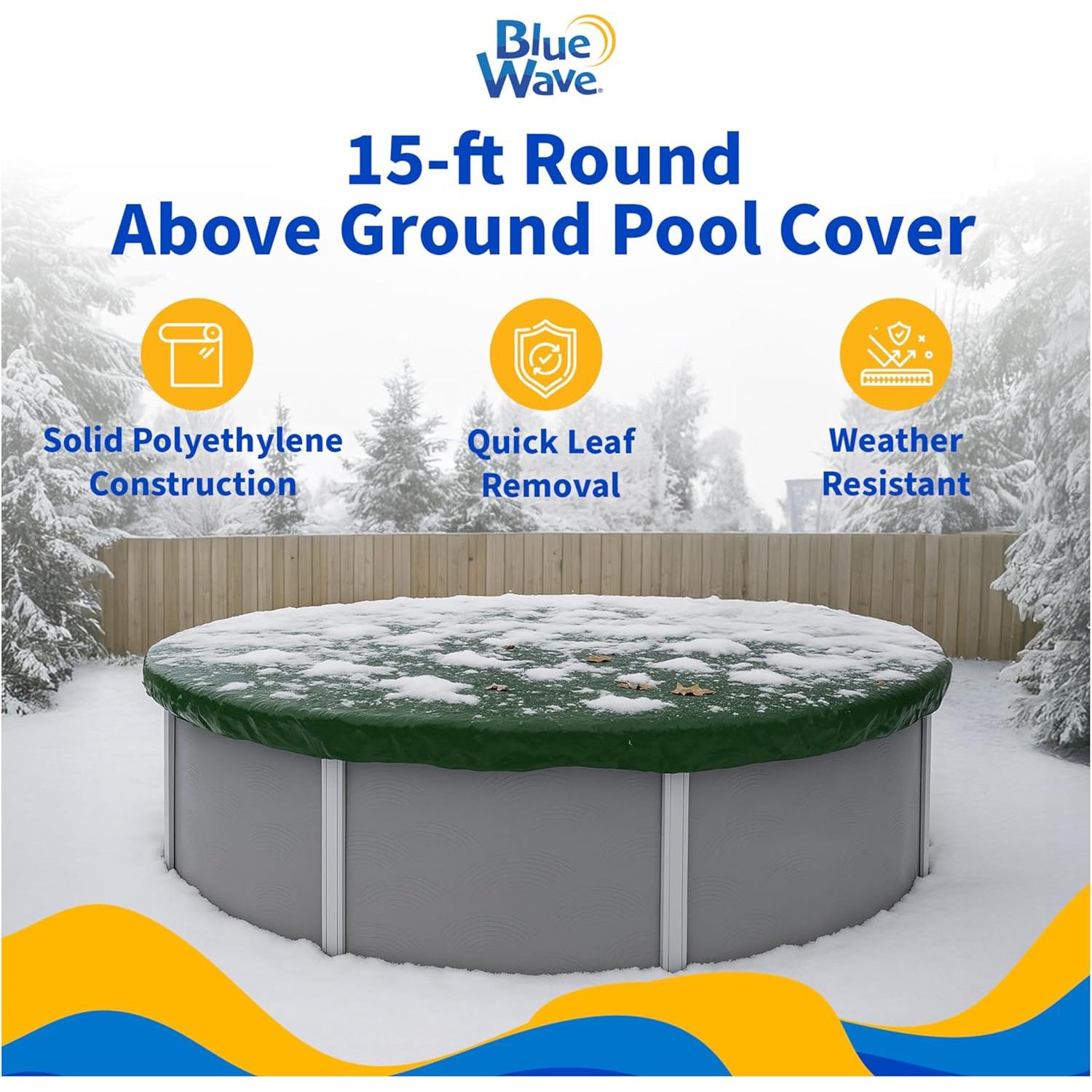 Cubierta de piscina elevada Blue Wave 15 pies redonda invierno