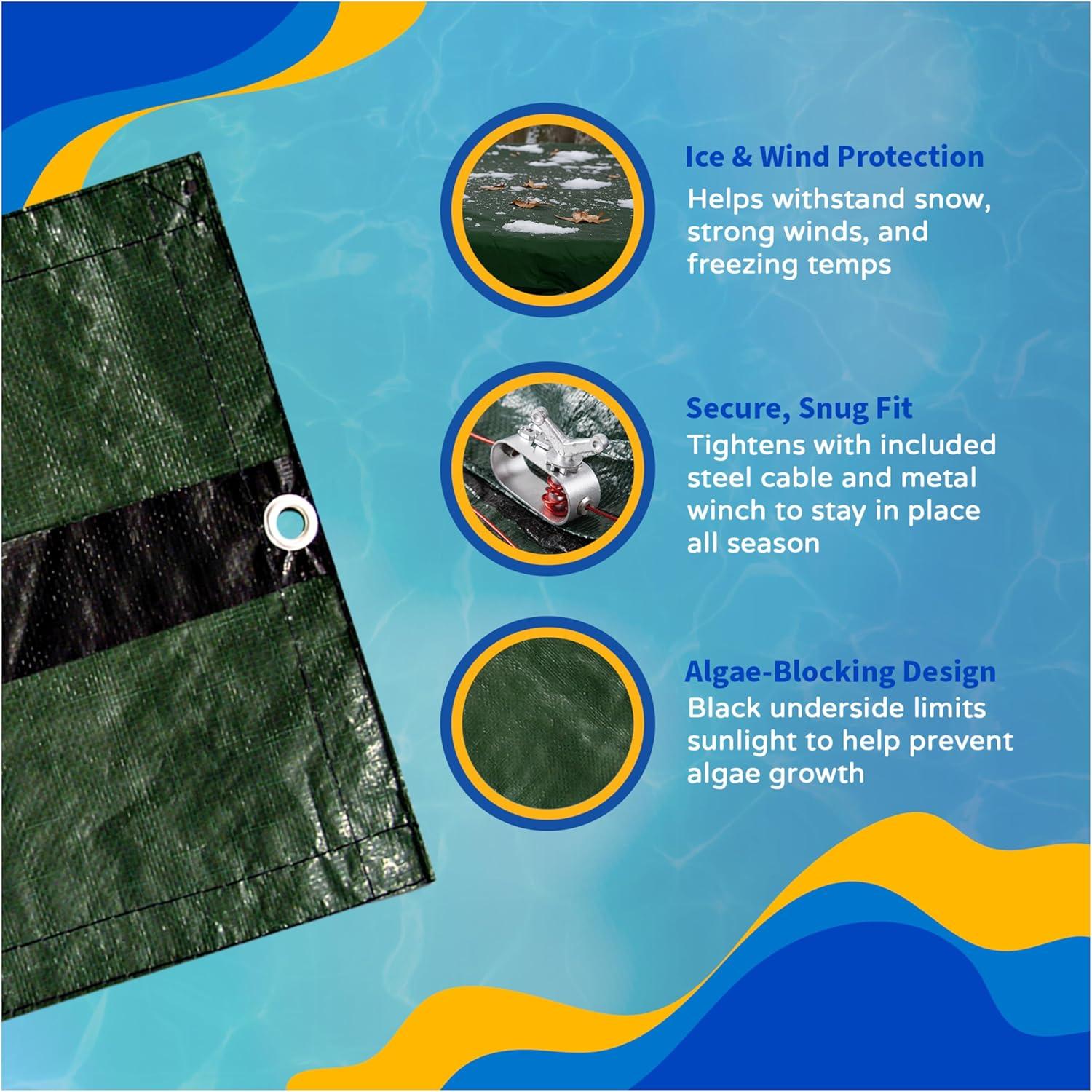 Cubierta de piscina elevada Blue Wave 15 pies redonda invierno