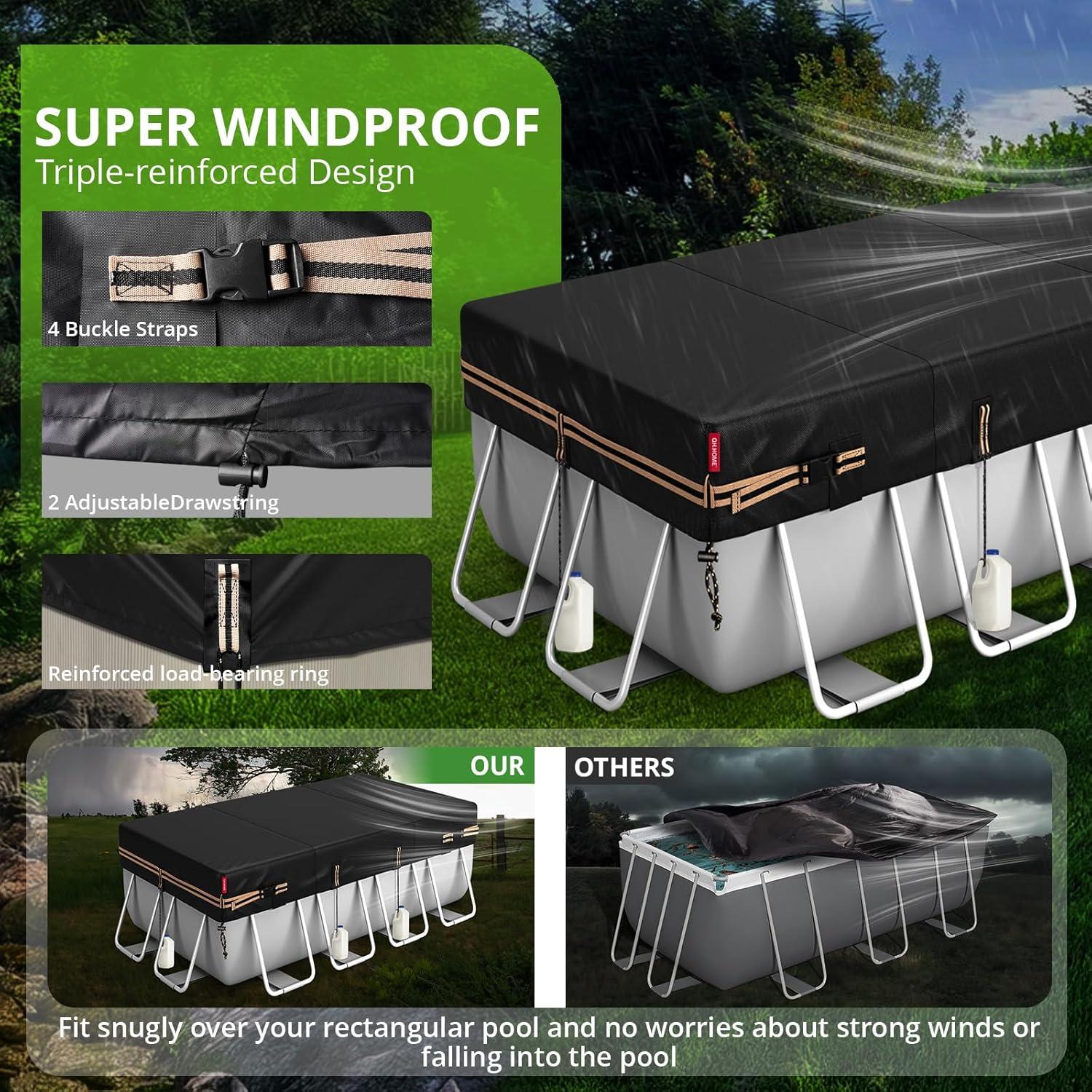 Cubierta Rectangular para Piscina QH.HOME 3.66x7.32 m Resistente