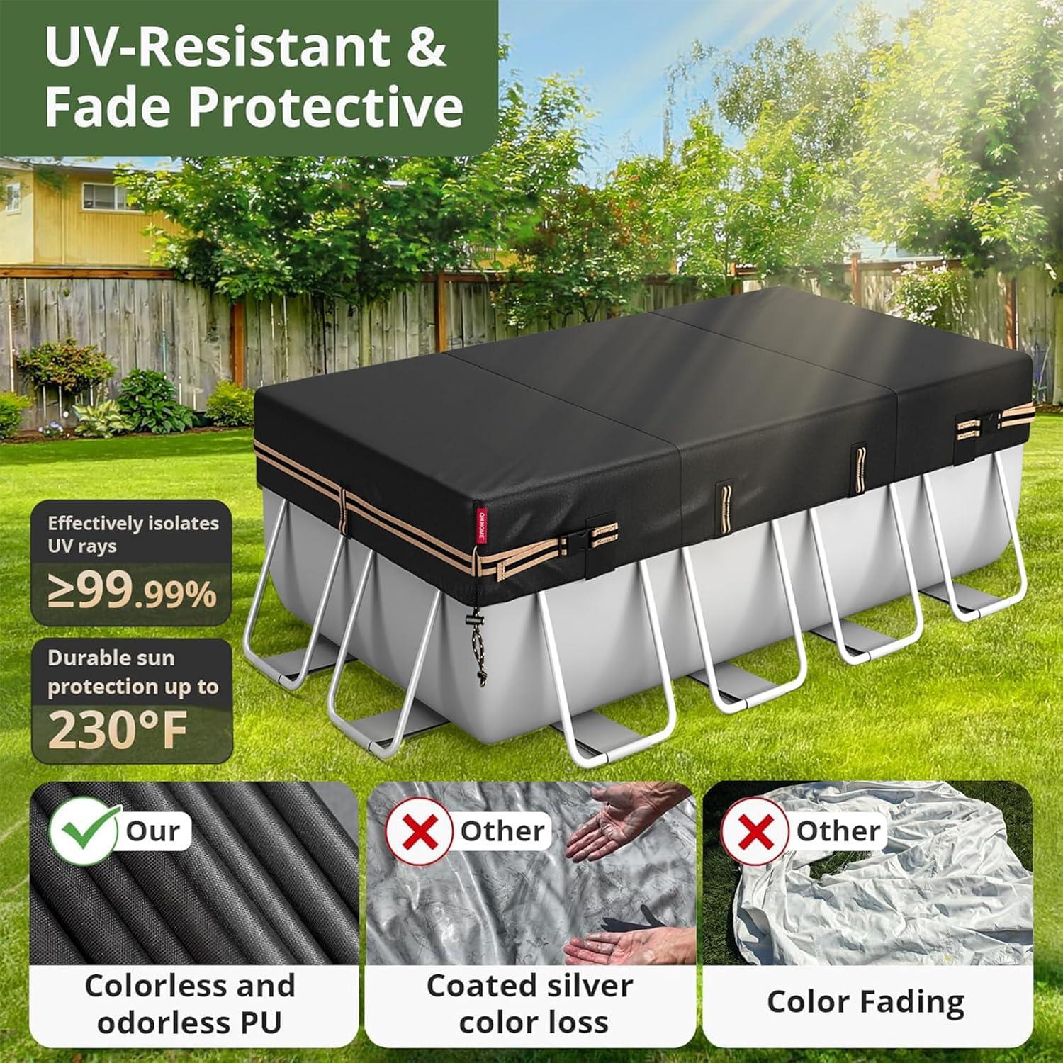 Cubierta Rectangular para Piscina QH.HOME 3.66x7.32 m Resistente