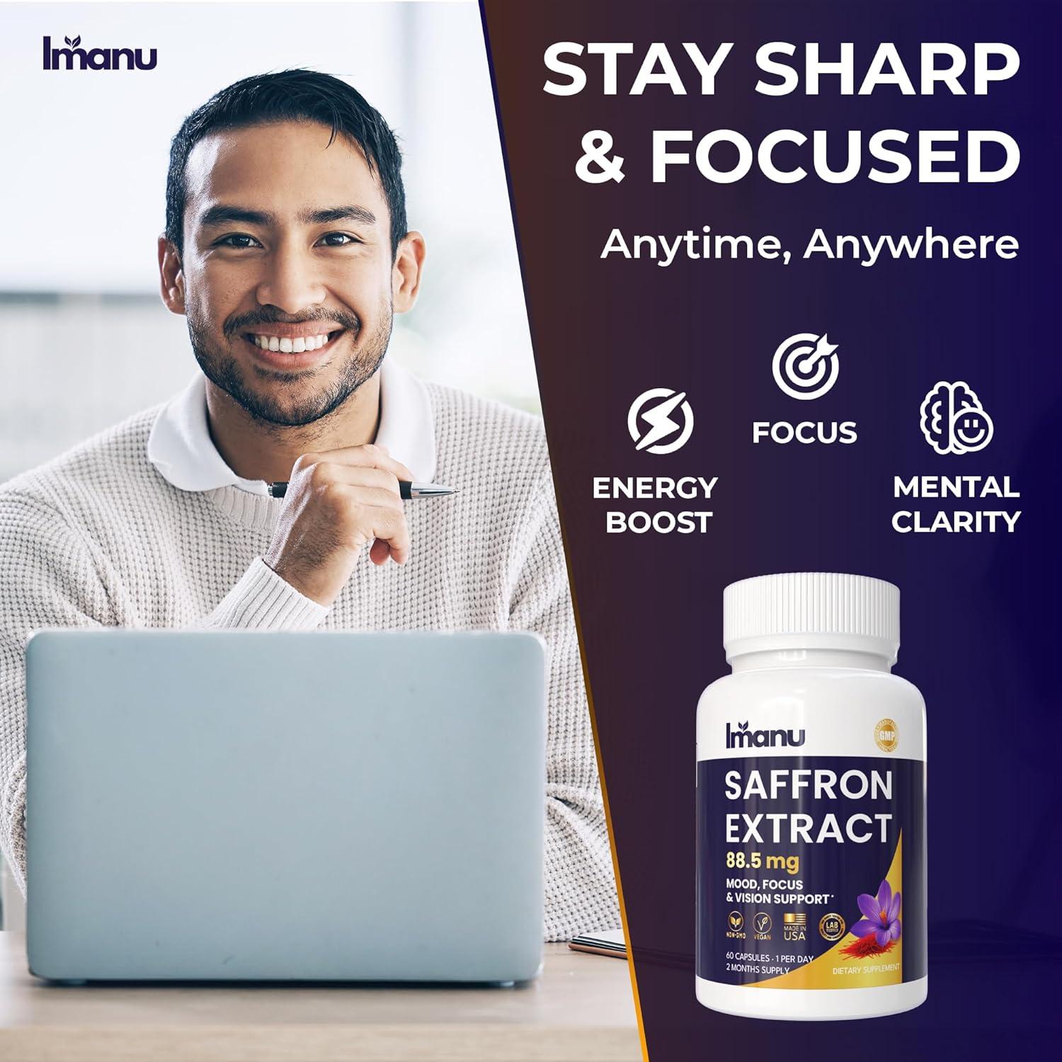 Suplemento de Azafrán Orgánico Imanu 60 Cápsulas Veganas 88.5mg