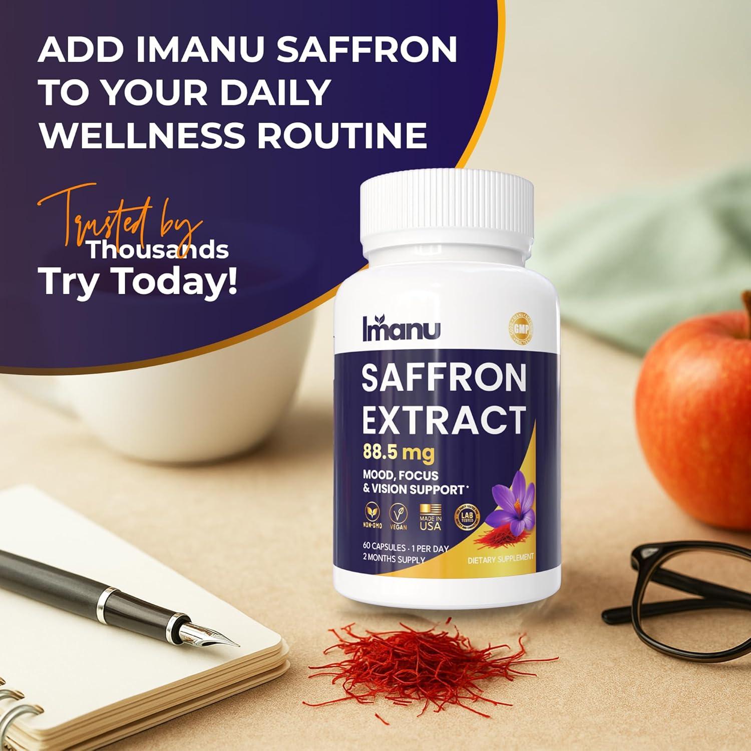 Suplemento de Azafrán Orgánico Imanu 60 Cápsulas Veganas 88.5mg