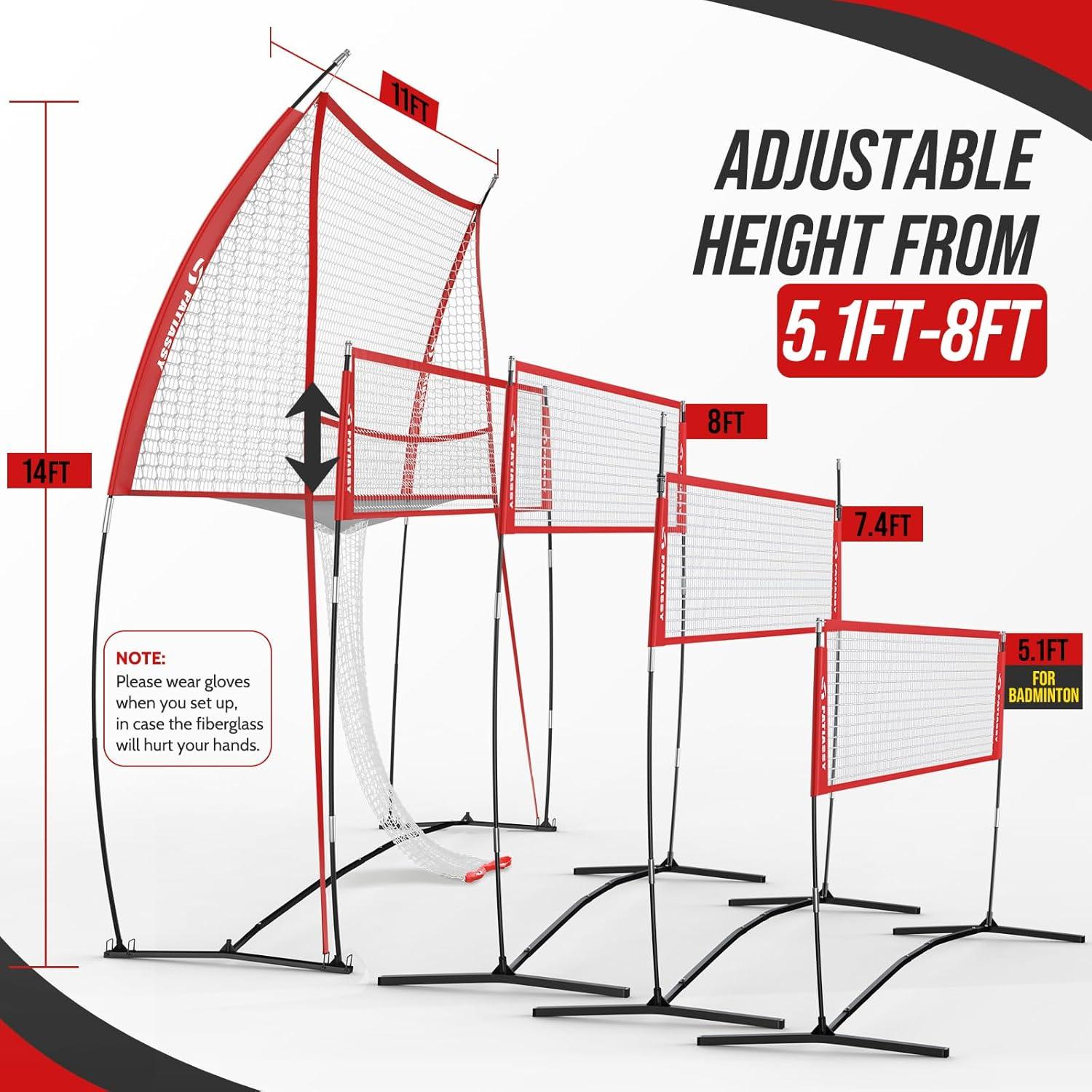 Estación de Red de Voleibol Patiassy 2-en-1 Ajustable 4.27m