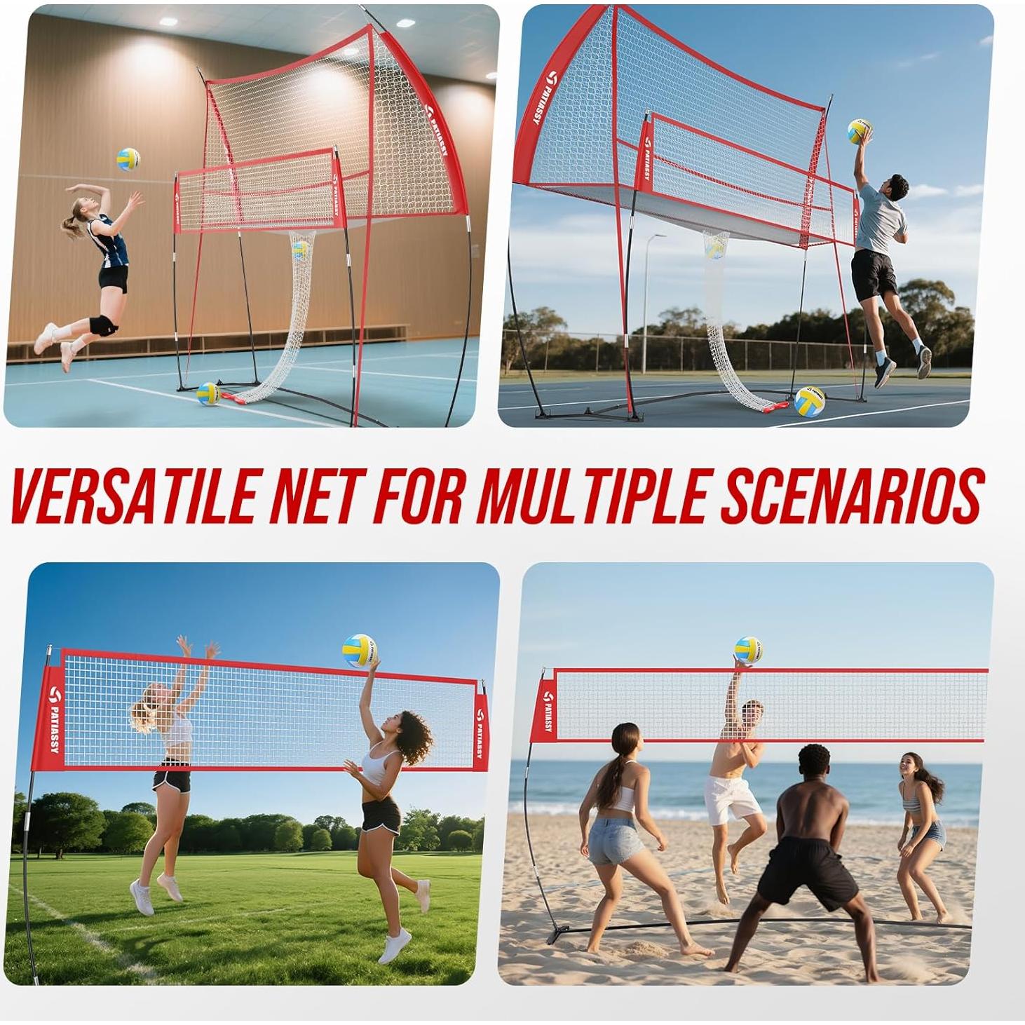Estación de Red de Voleibol Patiassy 2-en-1 Ajustable 4.27m