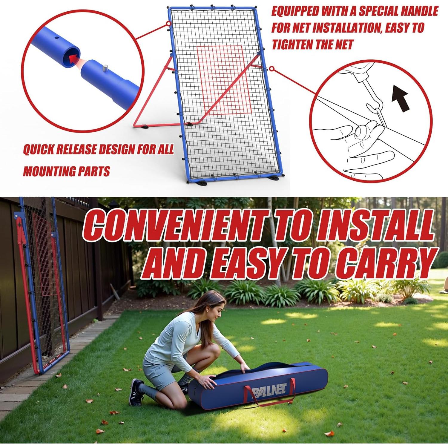 Red de Rebote de Voleibol BALLNET BNT001 2.13x1.22m Ajustable