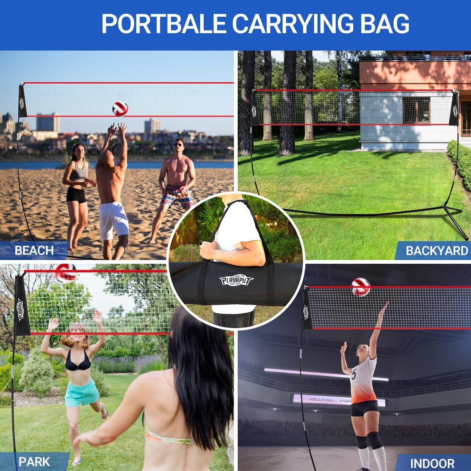 Red de Voleibol Ajustable PLAYAPUT 6.1m con Bolsa y Sacos