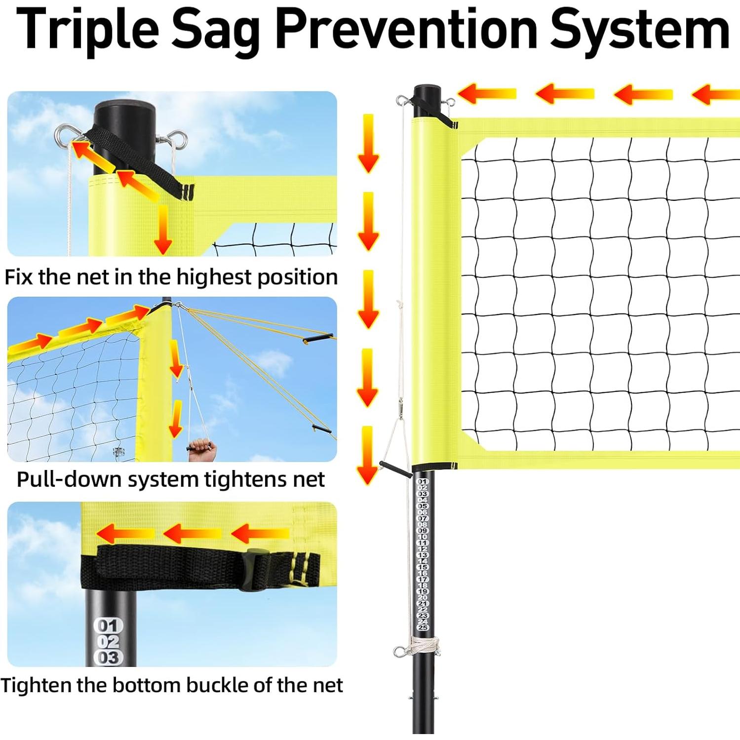 Red de Voleibol Portátil Wiseek VBN-32x8FT Aluminio 9.75m
