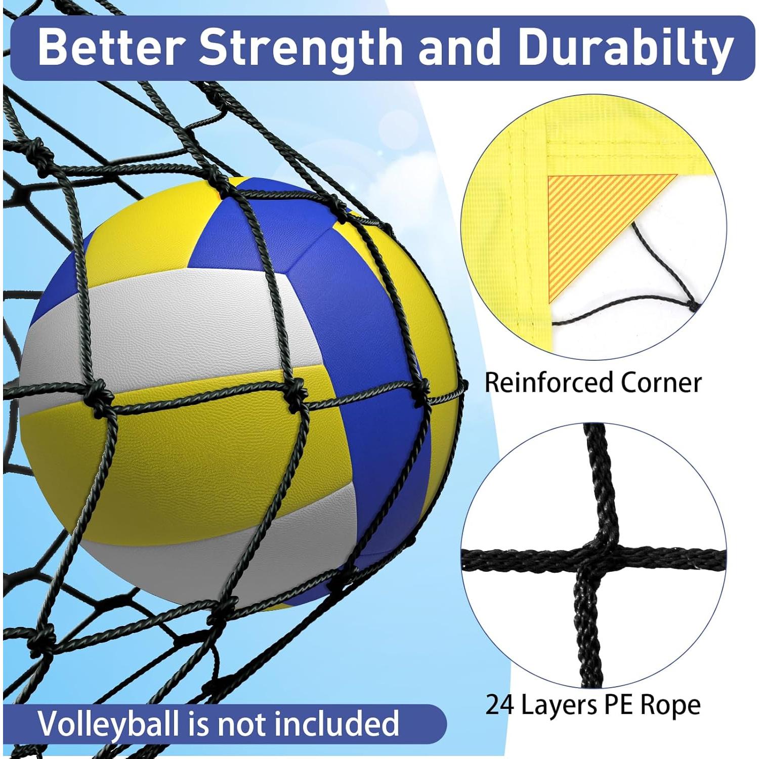 Red de Voleibol Portátil Wiseek VBN-32x8FT Aluminio 9.75m