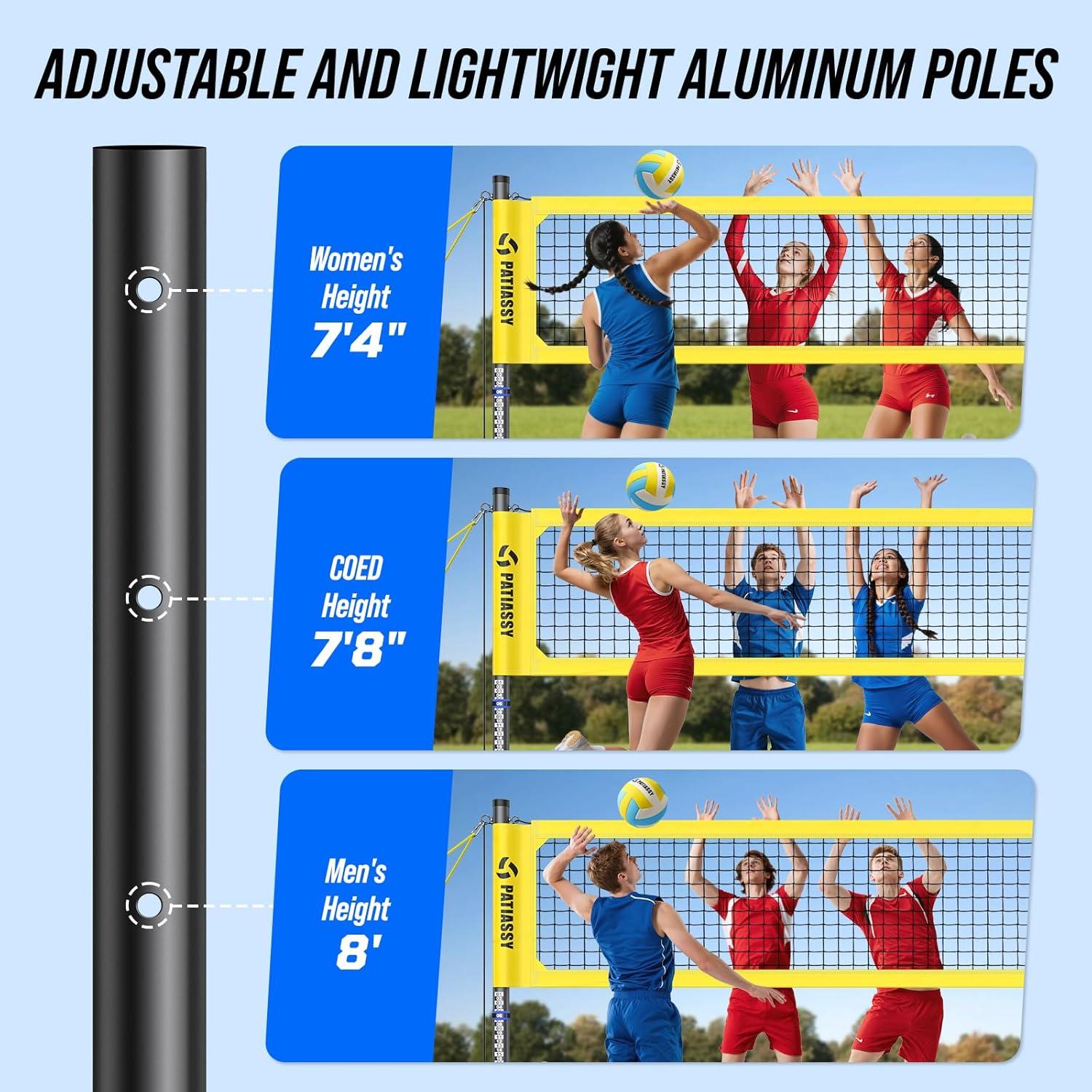 Red de Voleibol Portátil Patiassy con Postes Ajustables y Voleibol
