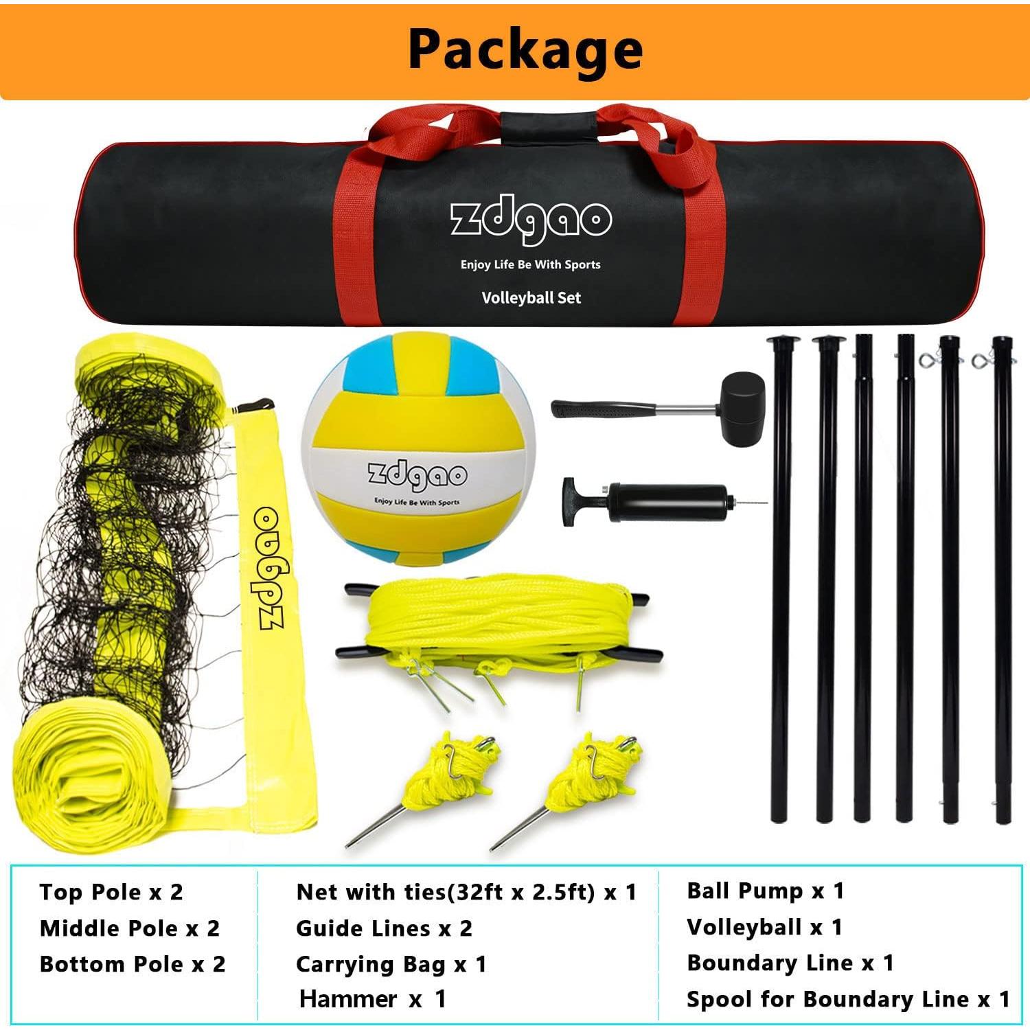 Set de Voleibol Portátil Zdgao 9500 con Red y Pelota