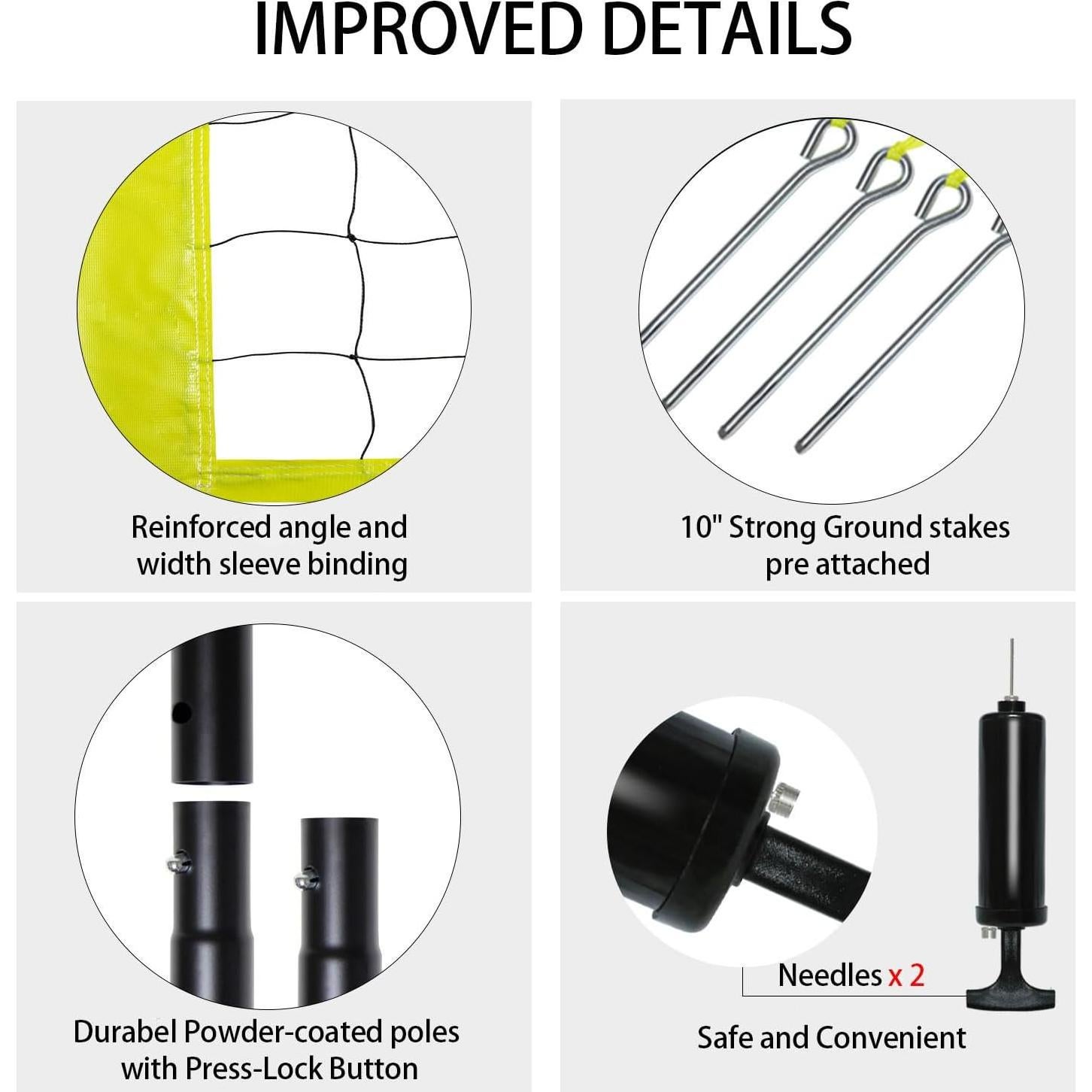 Set de Voleibol Portátil Zdgao 9500 con Red y Pelota