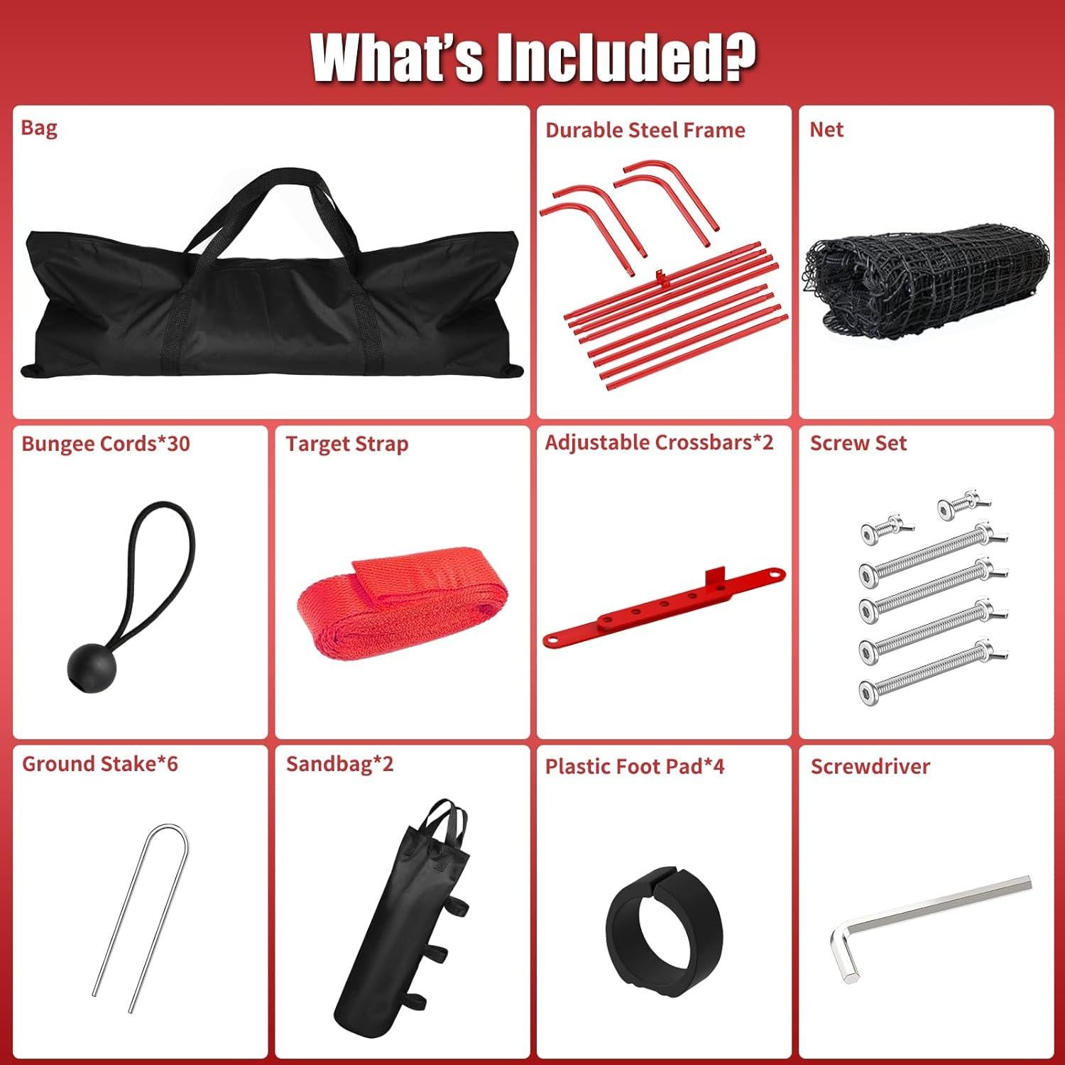 Red de Rebotar Voleibol TomCare 2.13x1.22m Ajustable Portátil