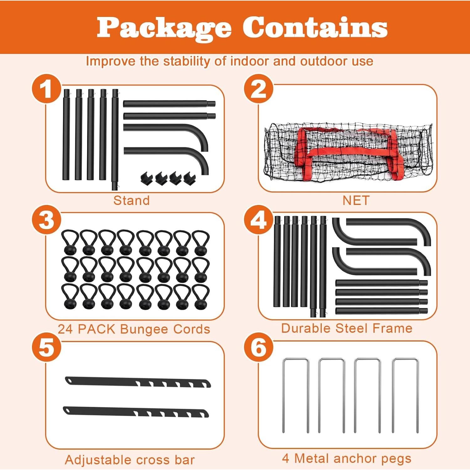 Red de Rebote de Voleibol Nandae DL4129-B1 Ajustable 2.13x1.22m