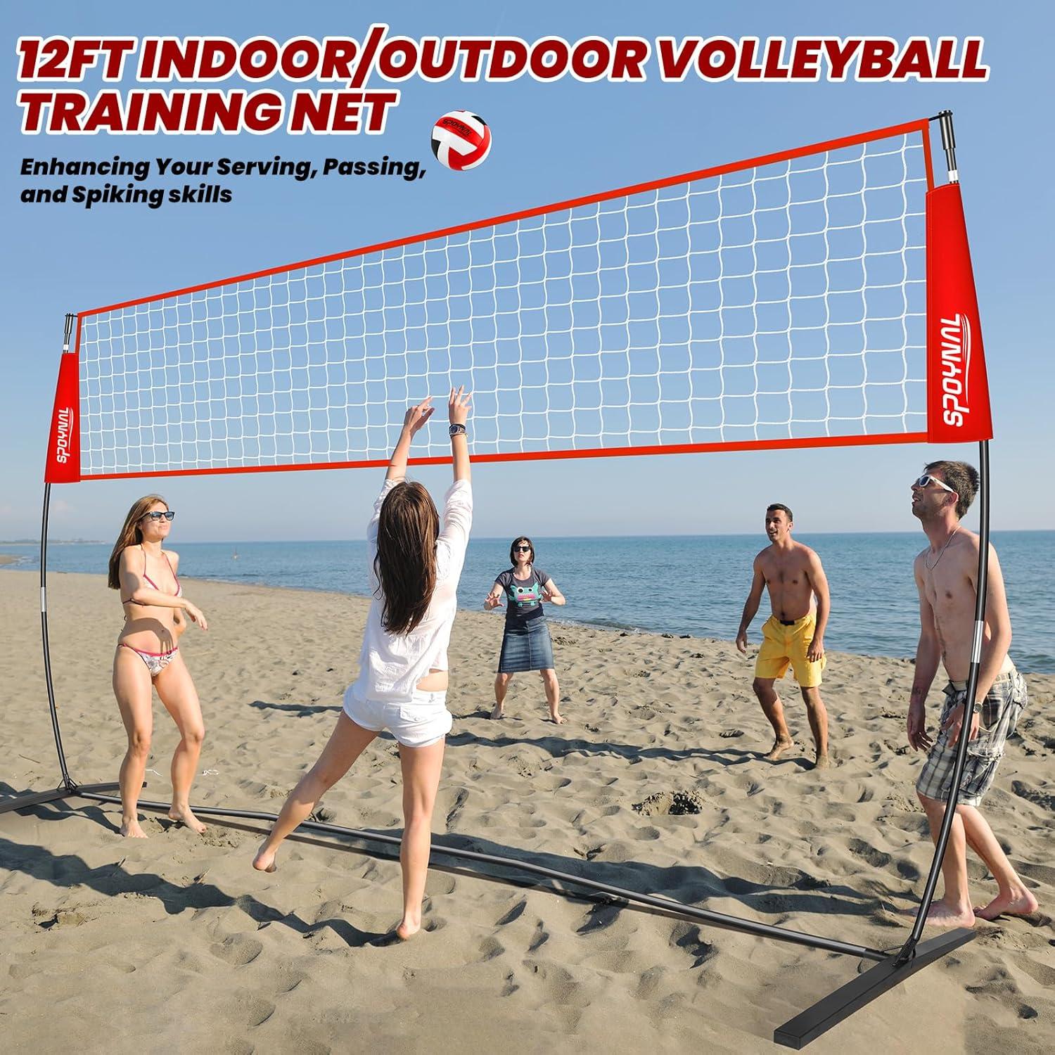 Red de Voleibol Portátil SPOYNAL 12FT Ajustable con Bolsa