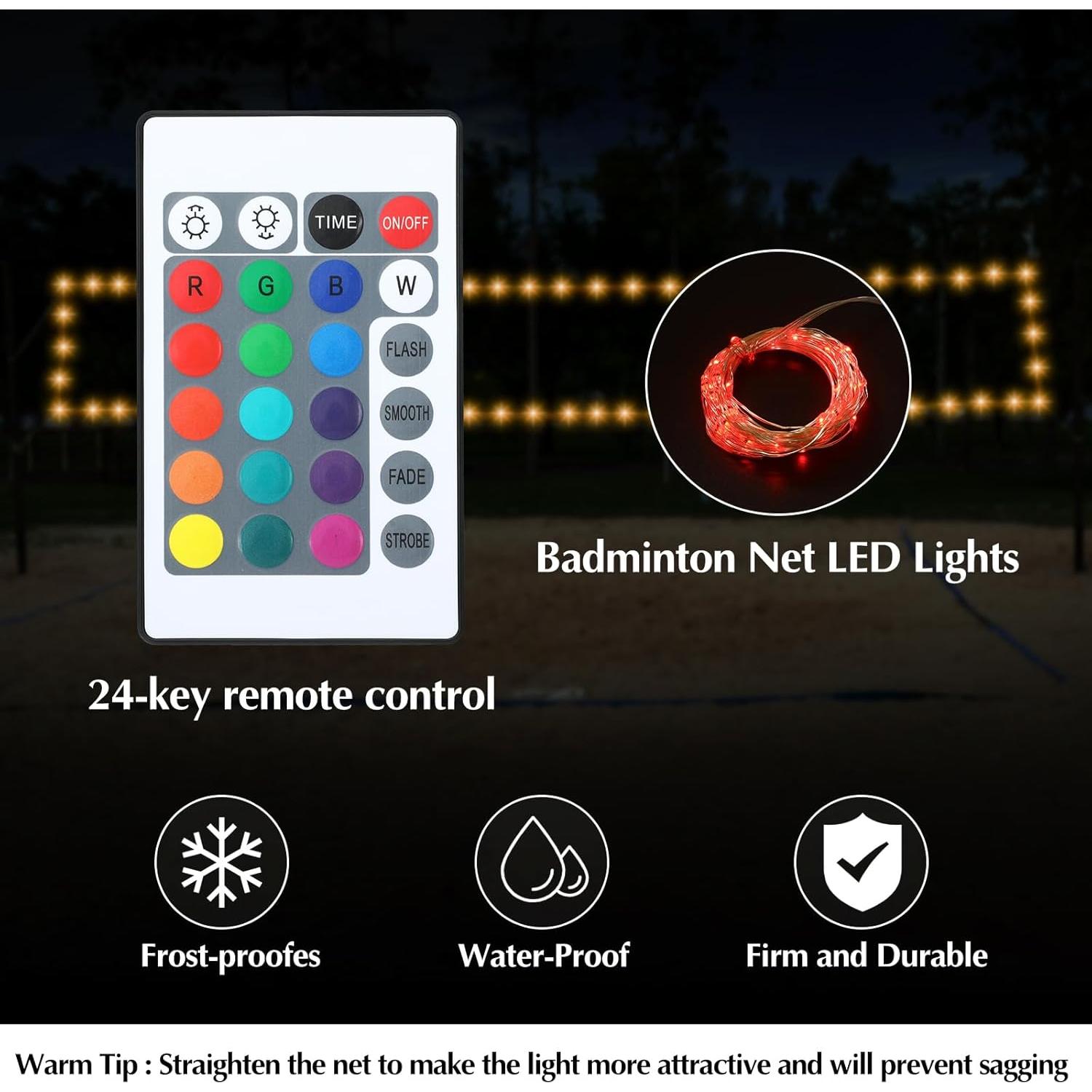 Red de Voleibol y Bádminton Moukeren 5m con Luces LED y Control Remoto