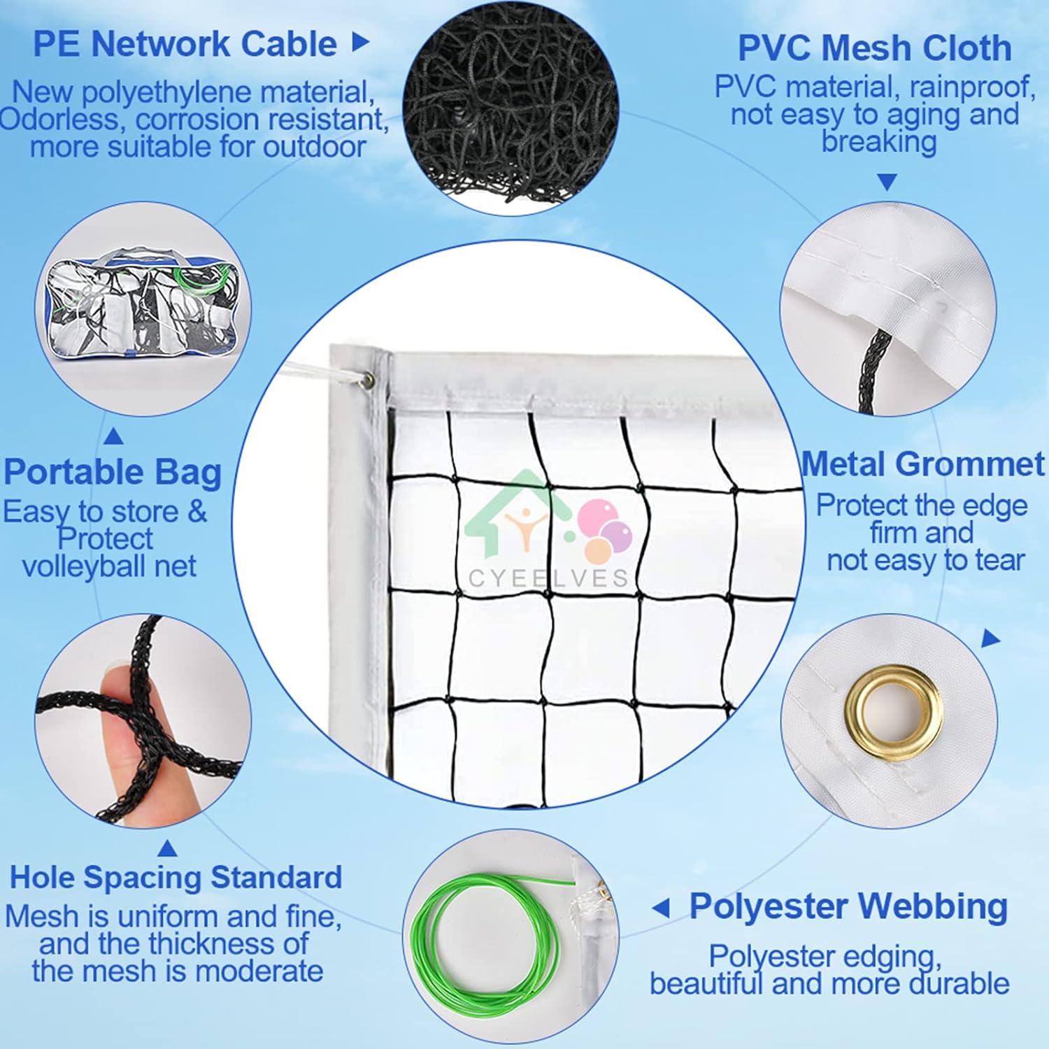 Red de Voleibol Portátil Cyeelves 9.75x0.91m Alta Resistencia