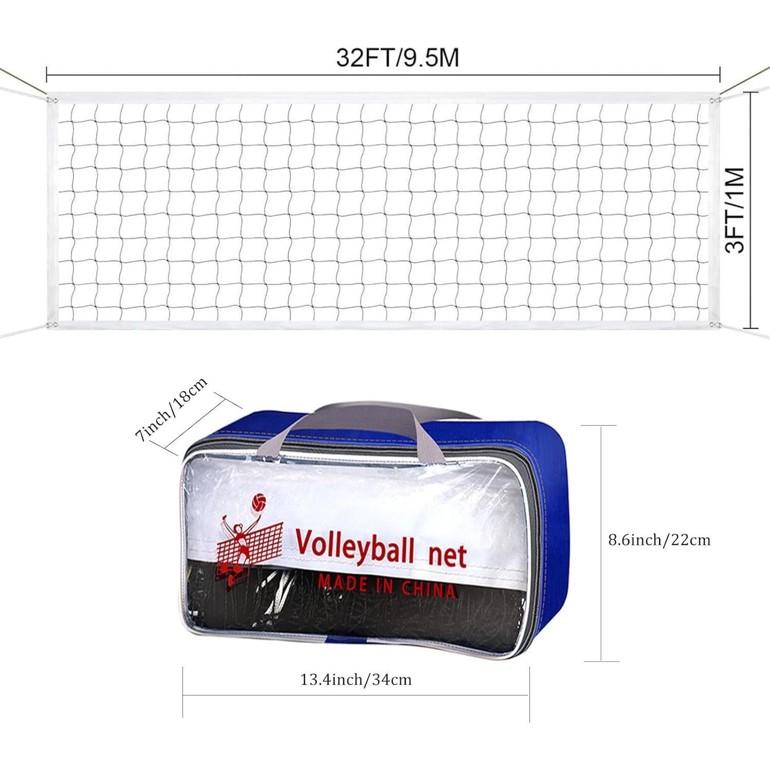 Paquete de 2 Redes de Voleibol ALALAL 9.75x0.91m para Exterior