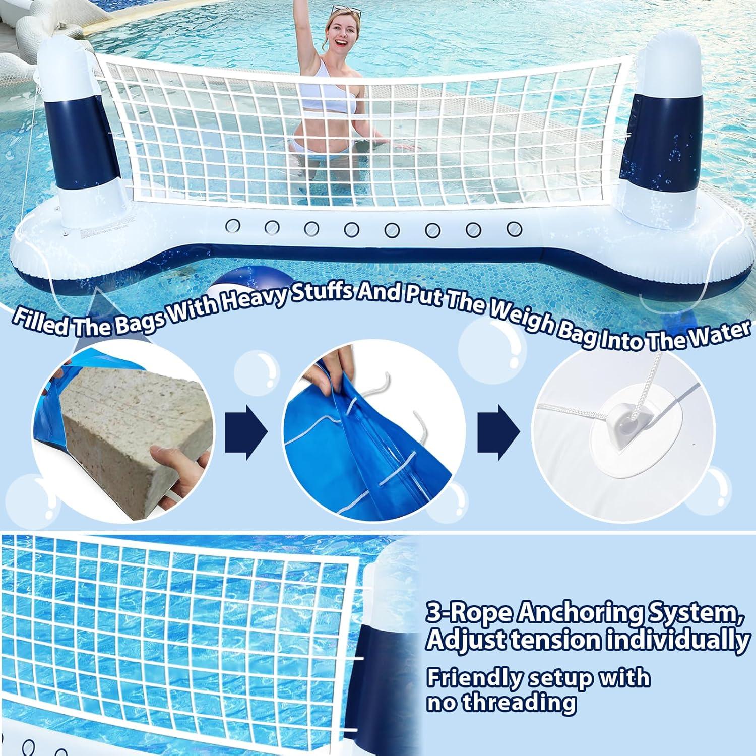 Conjunto de Flotadores Inflables TURNMEON con Red de Voleibol 267.5x71.1cm