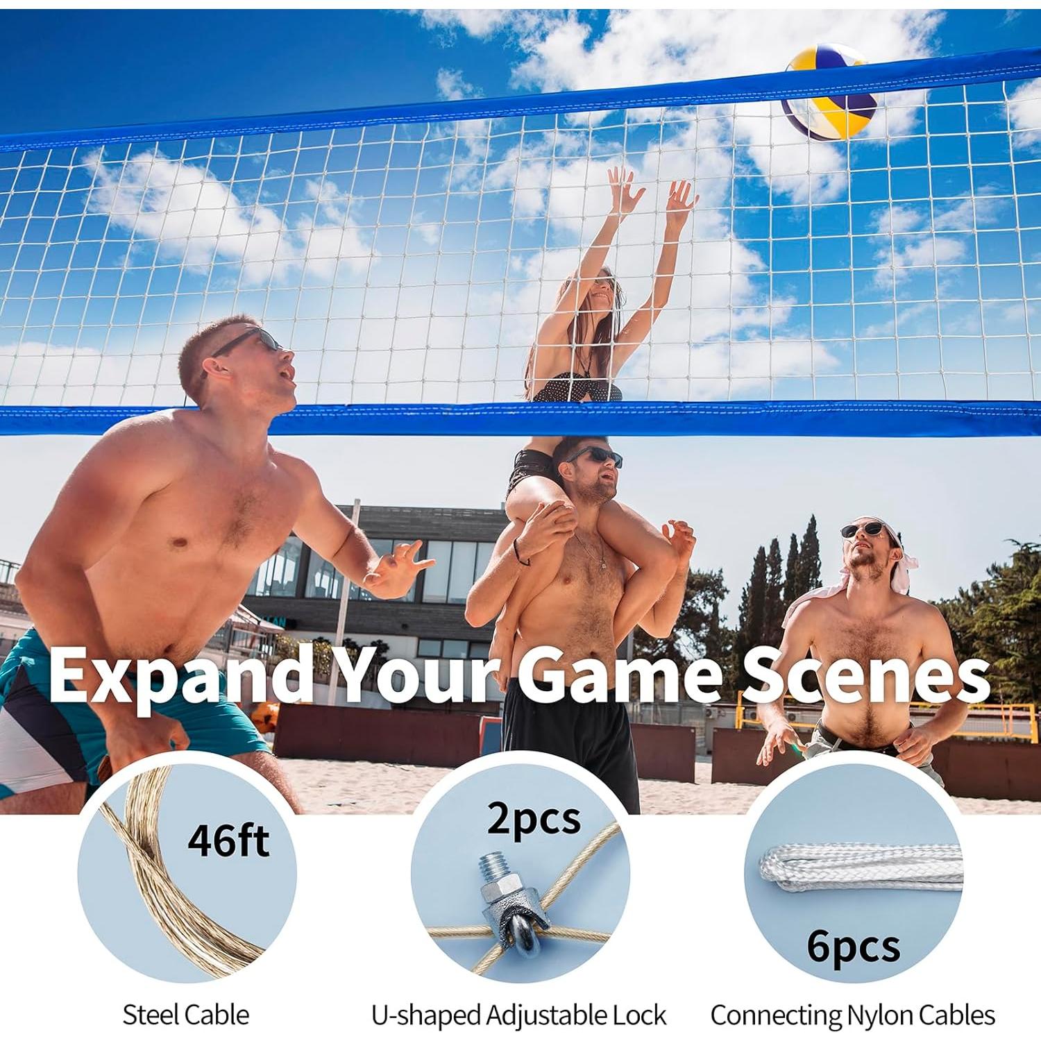 Red de Voleibol YUXUXU Profesional Exterior 9.75x0.91m Alta Resistencia