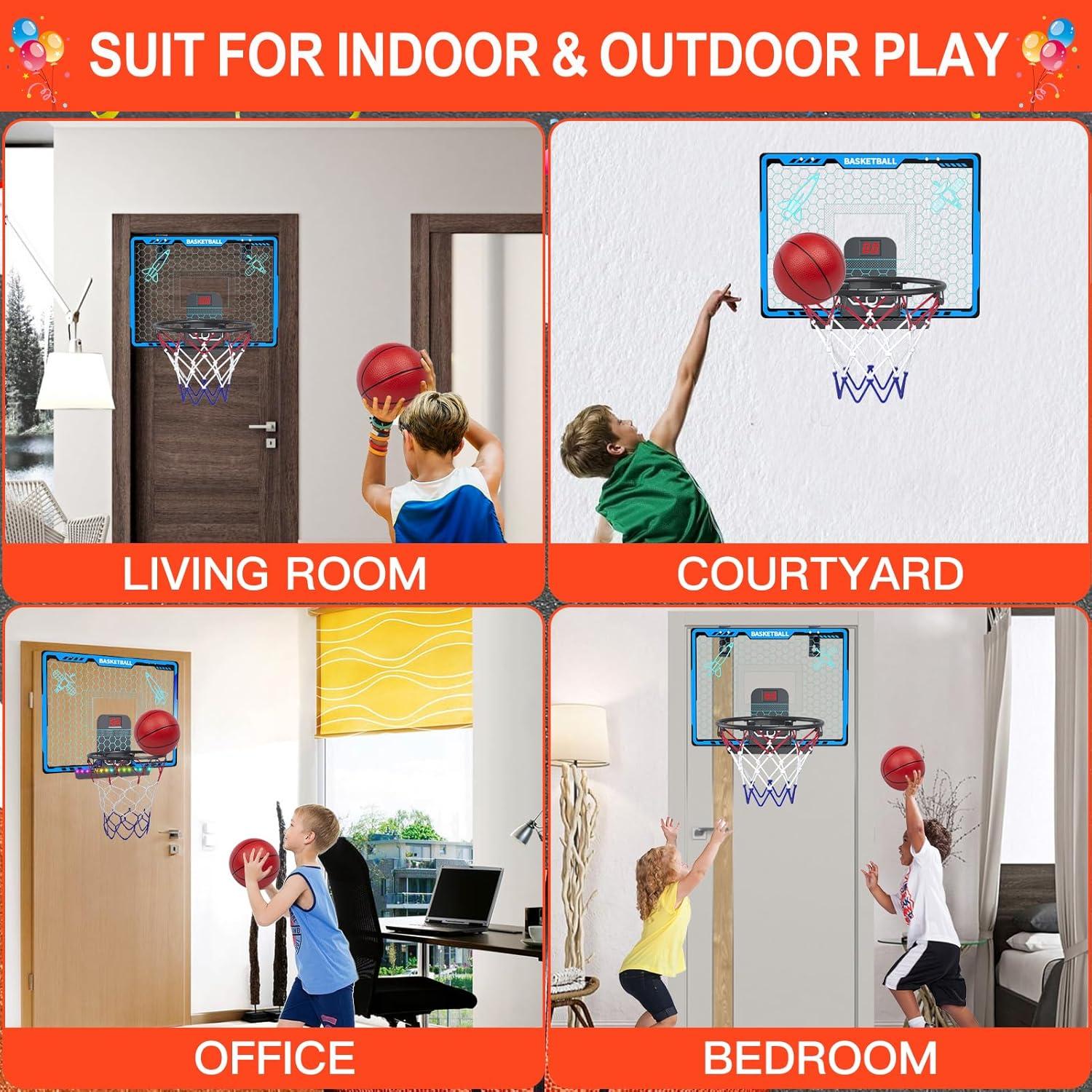 Aro de Baloncesto Awsoo Mini Interior con LED y 4 Balones