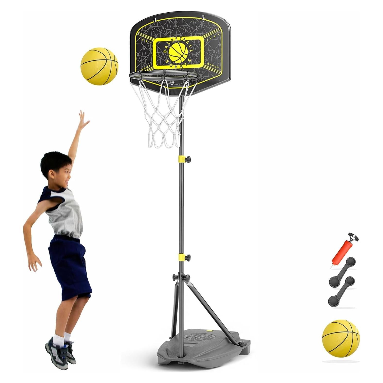 Aro de Baloncesto Portátil Ajustable HAHAKEE para Niños 1-8 Años