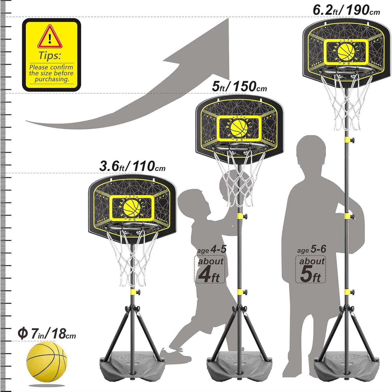 Aro de Baloncesto Portátil Ajustable HAHAKEE para Niños 1-8 Años