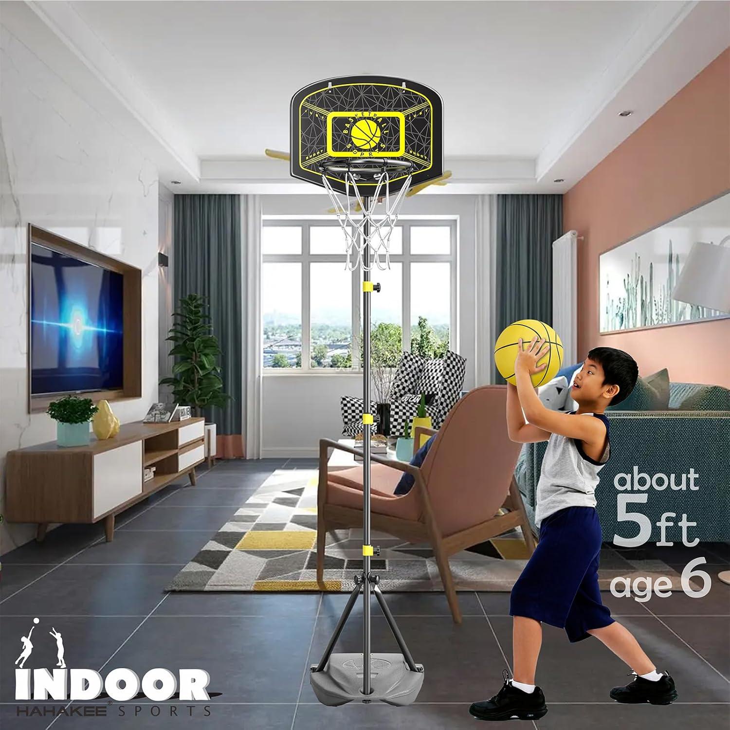 Aro de Baloncesto Portátil Ajustable HAHAKEE para Niños 1-8 Años