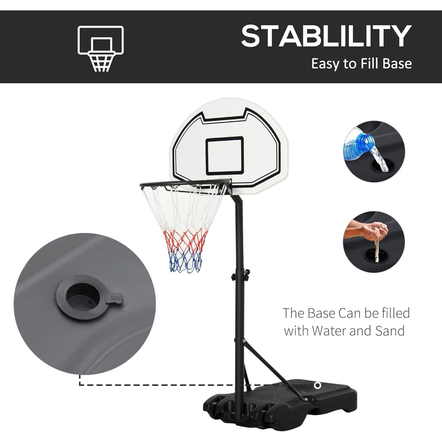 Aro de Baloncesto Portátil Aosom Ajustable 0.91-1.61 m