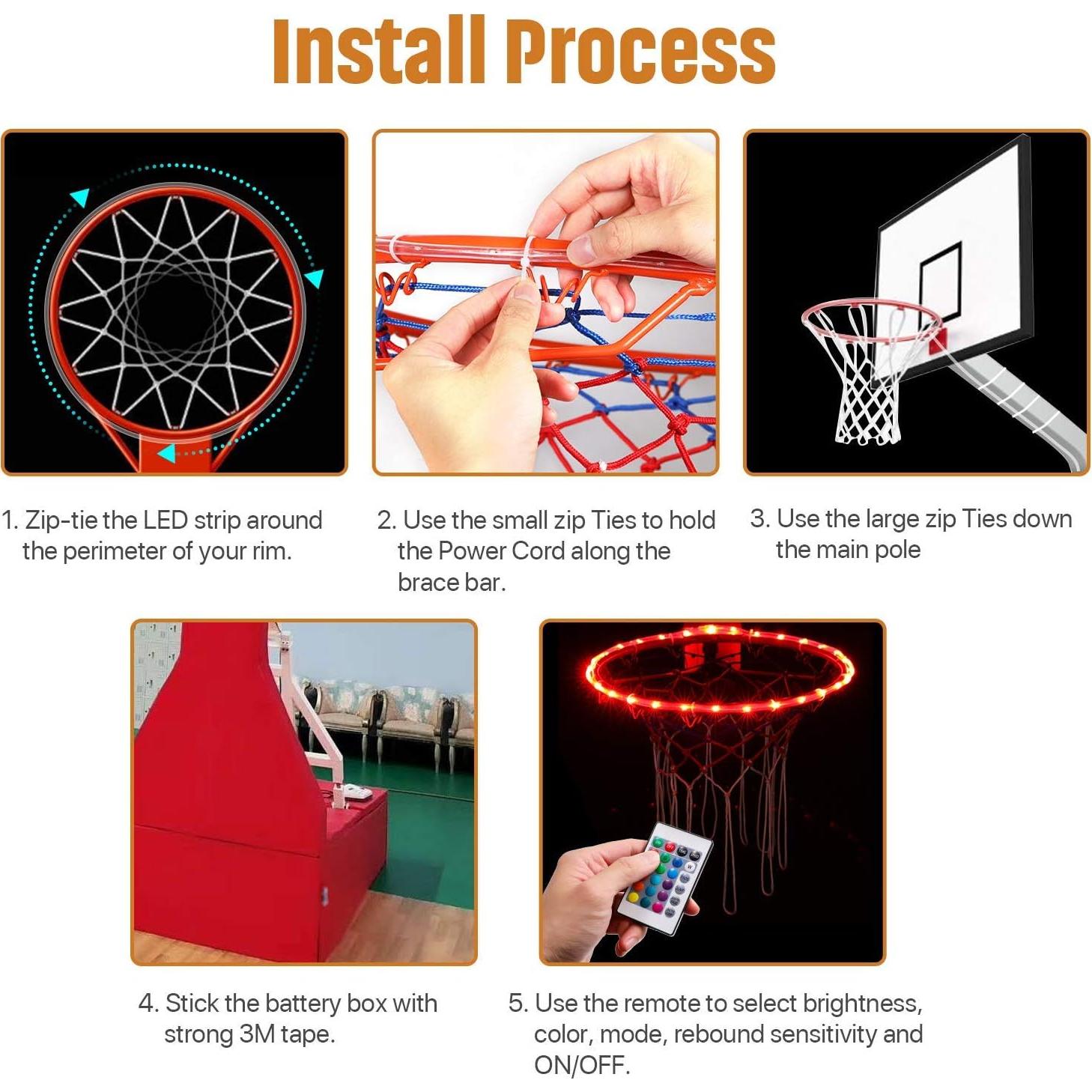 Luces LED para Aro de Baloncesto Waybelive, Control Remoto, 16 Colores