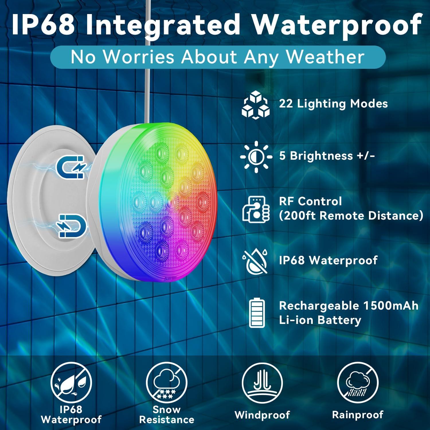 Luces de piscina solares QOLNBY 2 en 1 LED IP68 22 colores
