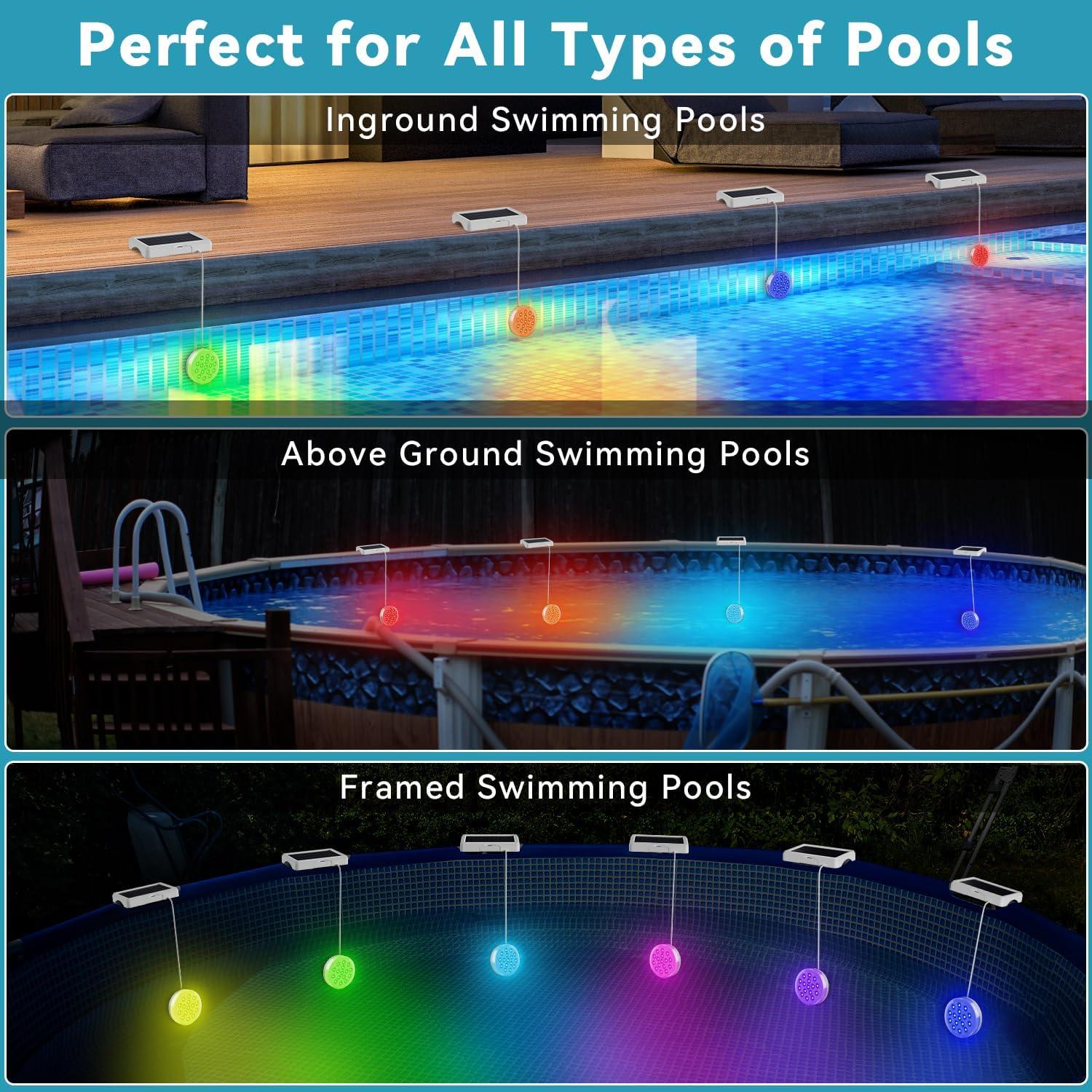 Luces de piscina solares QOLNBY 2 en 1 LED IP68 22 colores