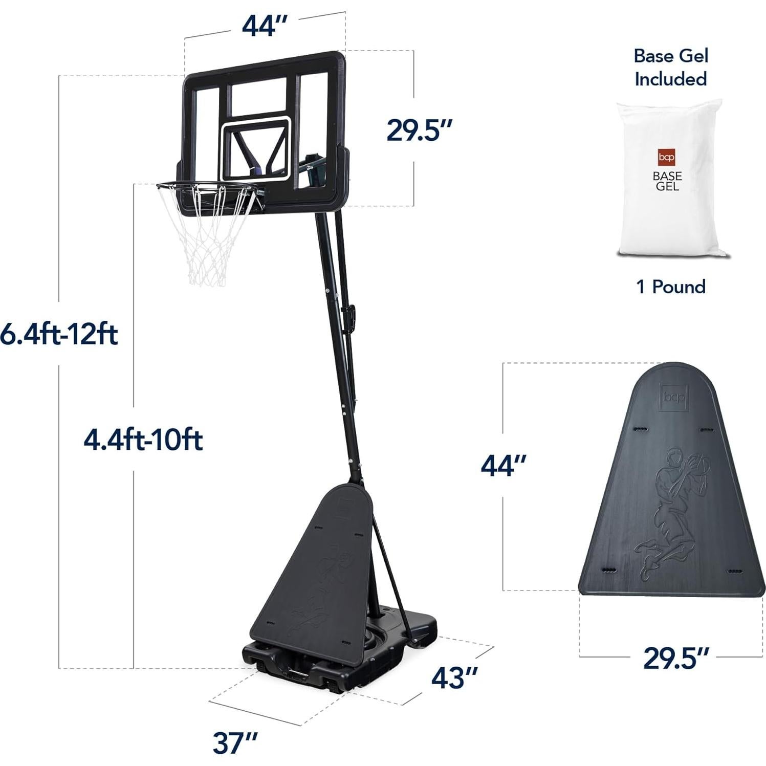 Aro de Baloncesto Ajustable Mejor Opción 4.4-10 pies con Tablero