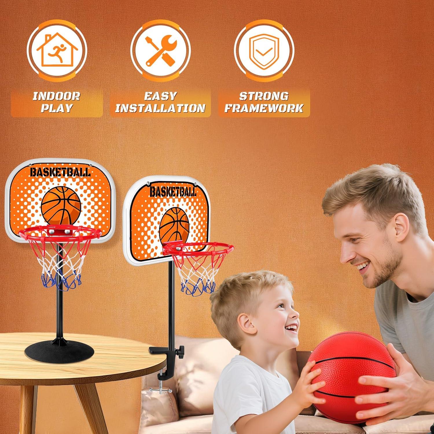 Aro de Baloncesto Mini ZQXJXZ 2 en 1 con Ventosa y Pelotas