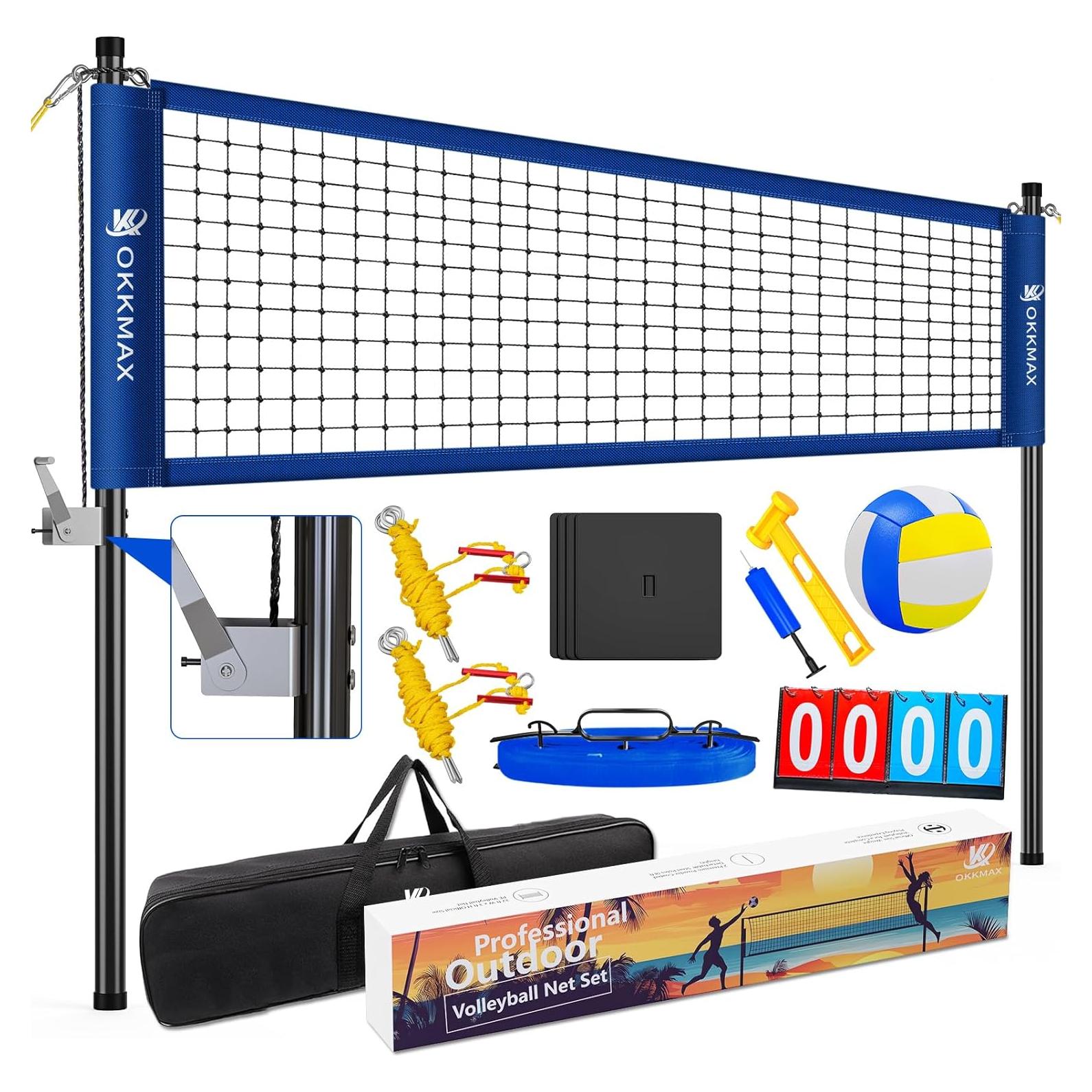 Conjunto de Red de Voleibol Profesional OKKMAX BIUE 9.75m x 0.91m