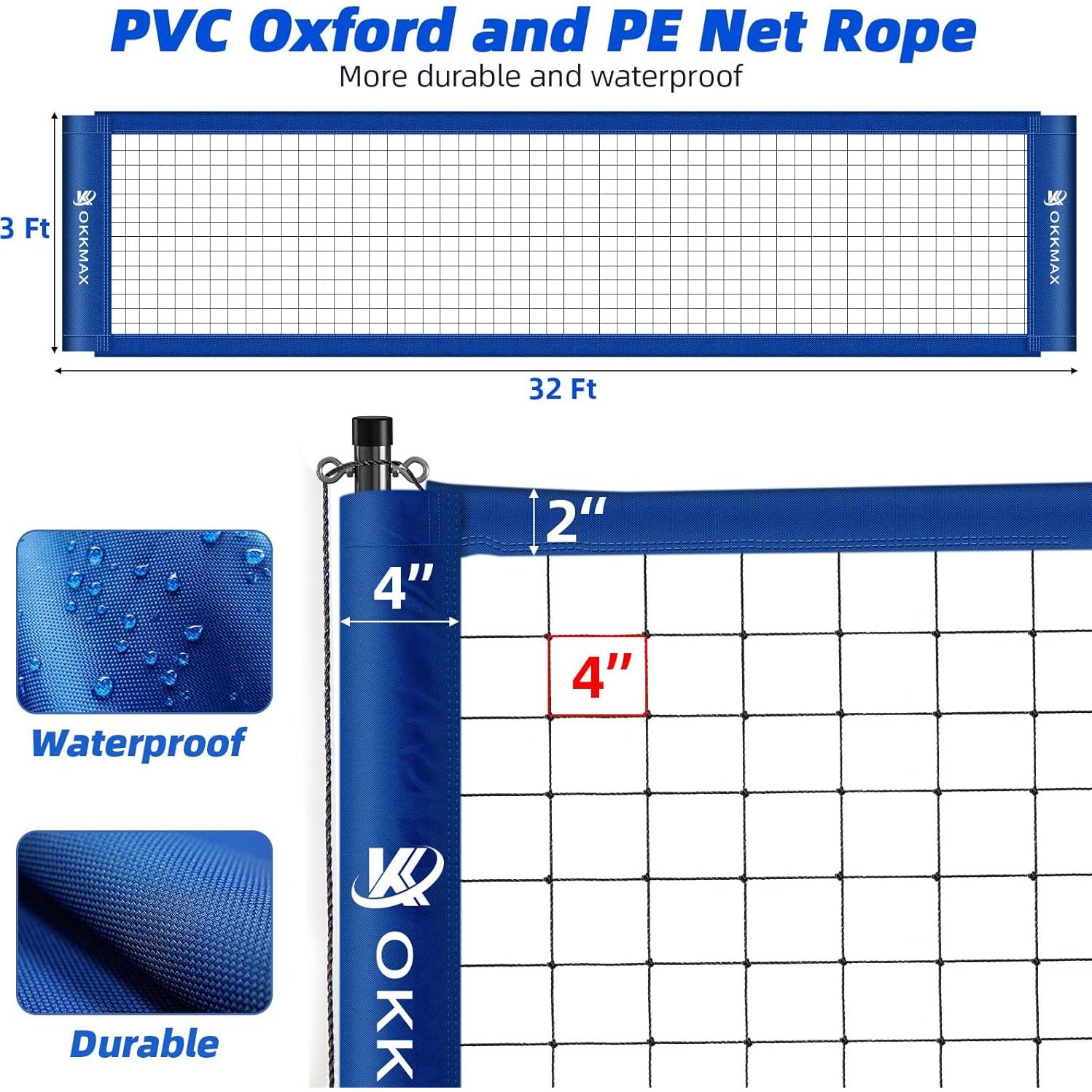 Conjunto de Red de Voleibol Profesional OKKMAX BIUE 9.75m x 0.91m
