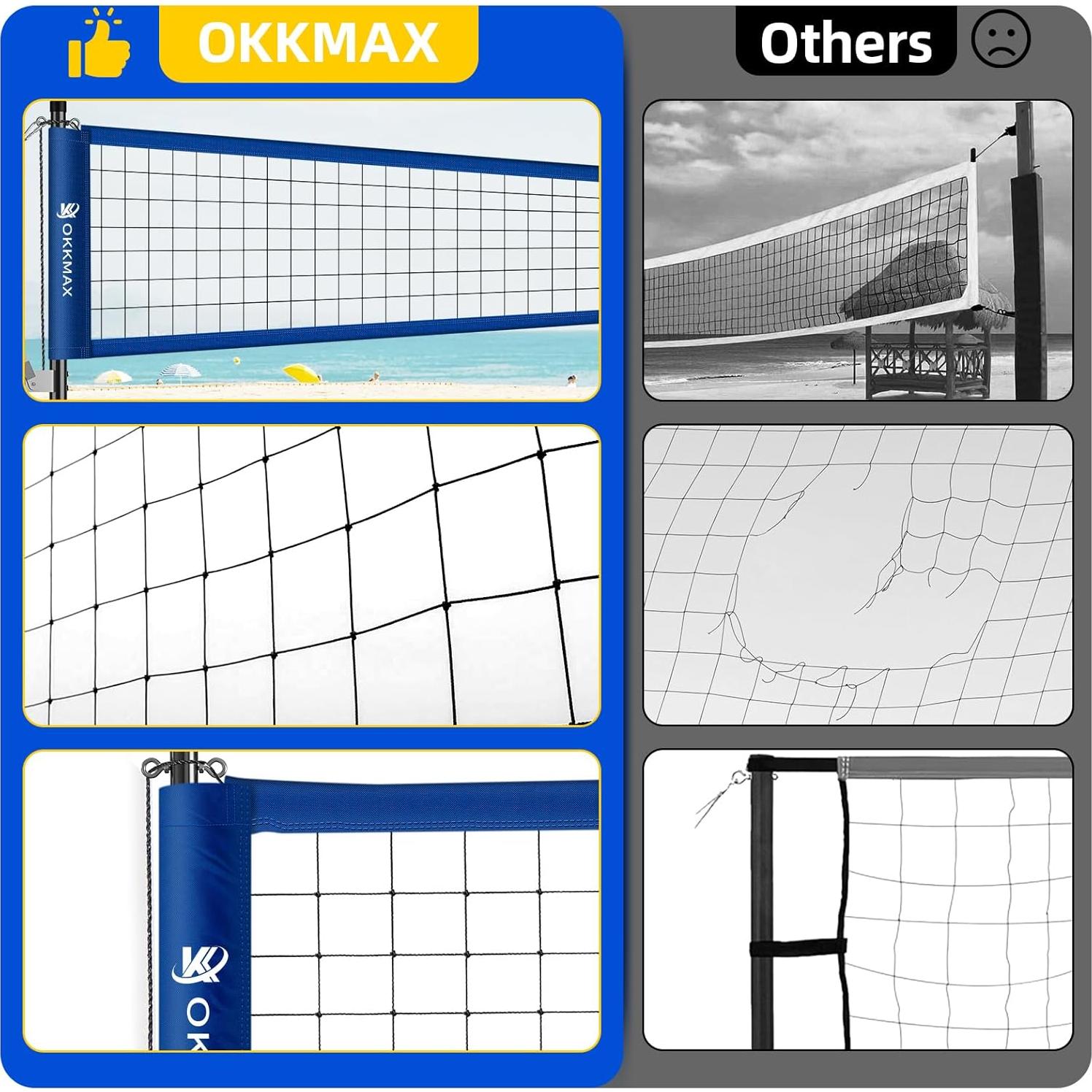 Conjunto de Red de Voleibol Profesional OKKMAX BIUE 9.75m x 0.91m