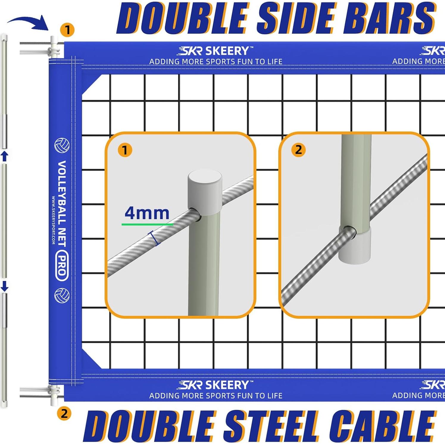 Red de Voleibol Profesional SKEERY PRO 9.5x1m Portátil