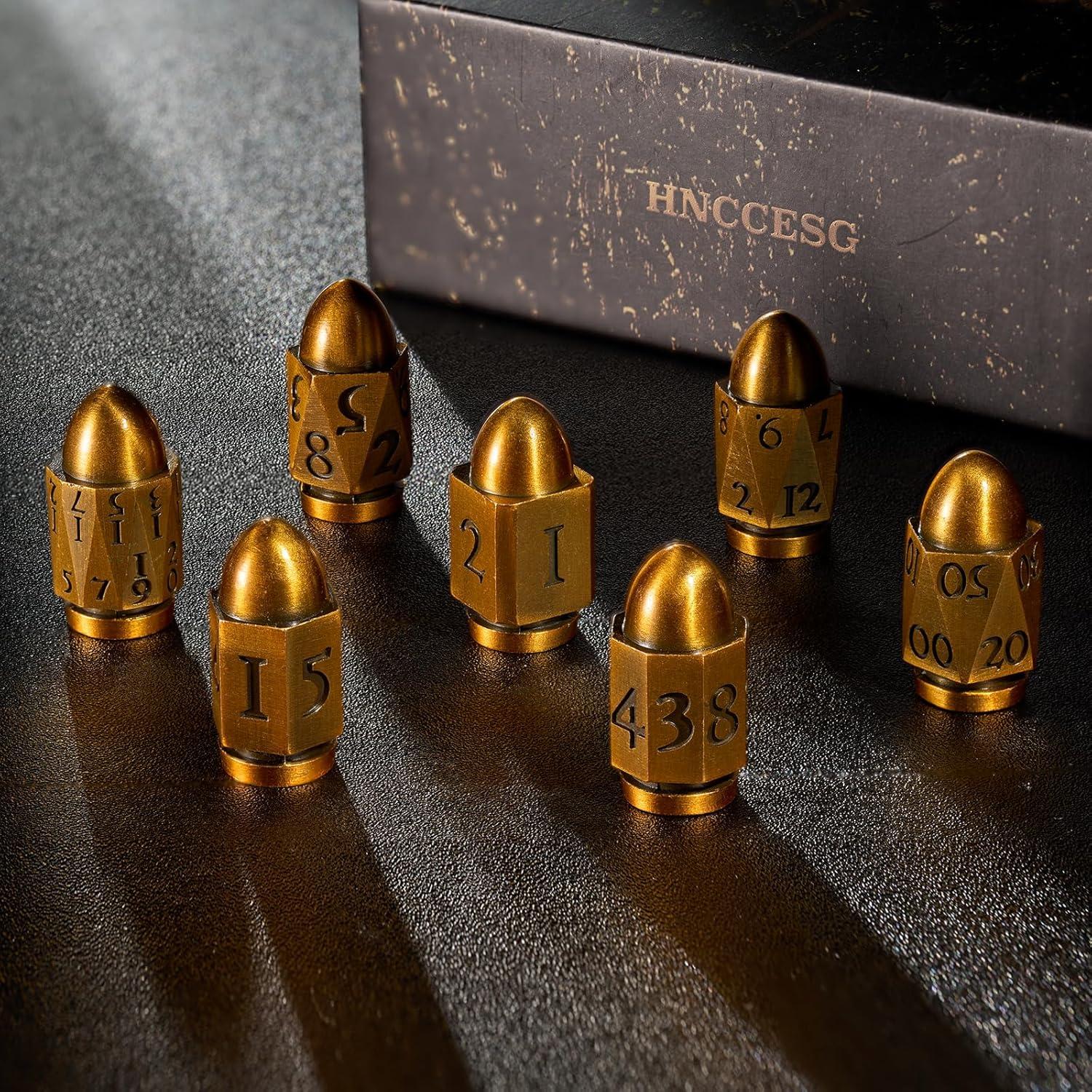 Juego de Dados de Metal HNCCESG 7 Piezas Cyberpunk Dorado