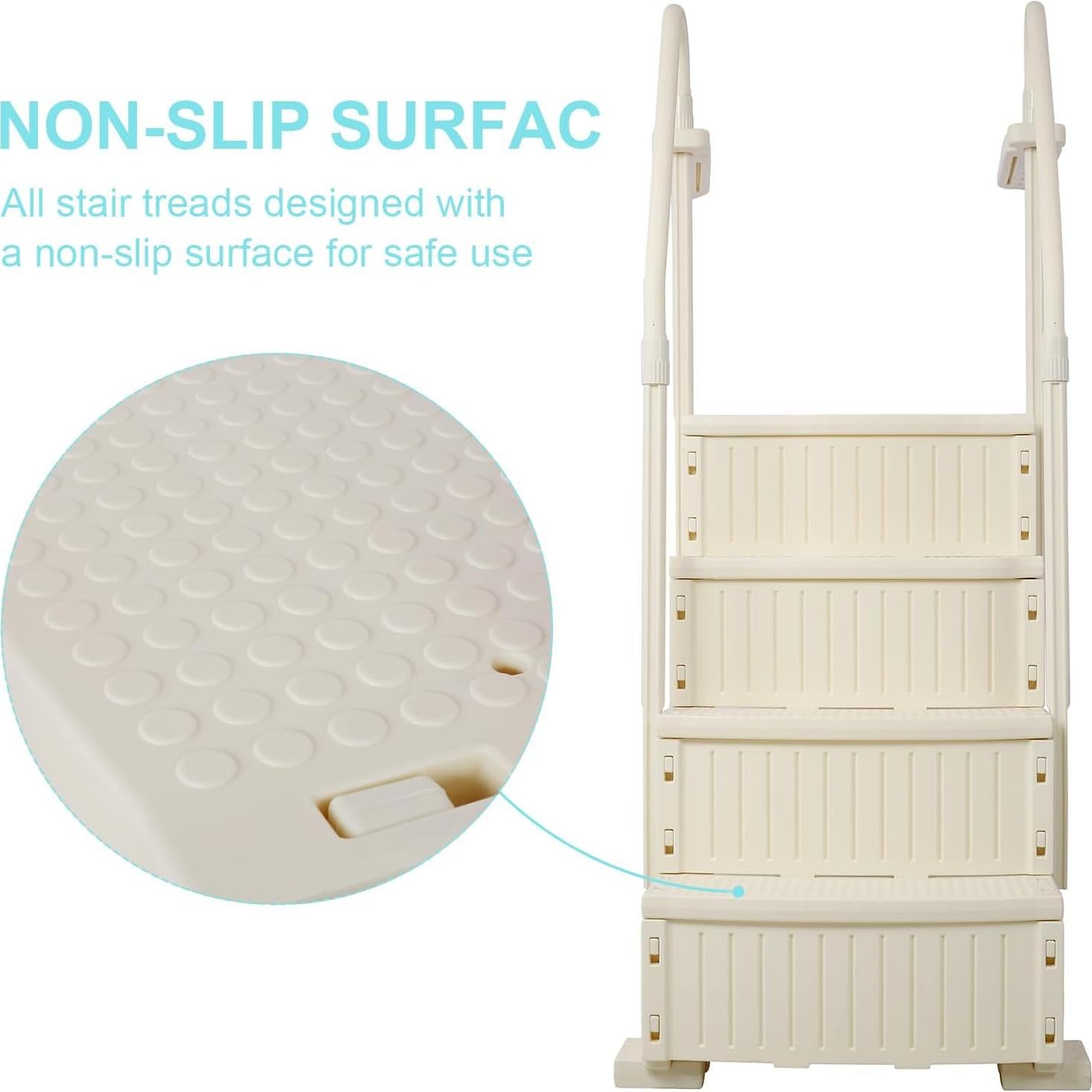 Escalera de piscina Zjjseloru 4 escalones antideslizante 181kg