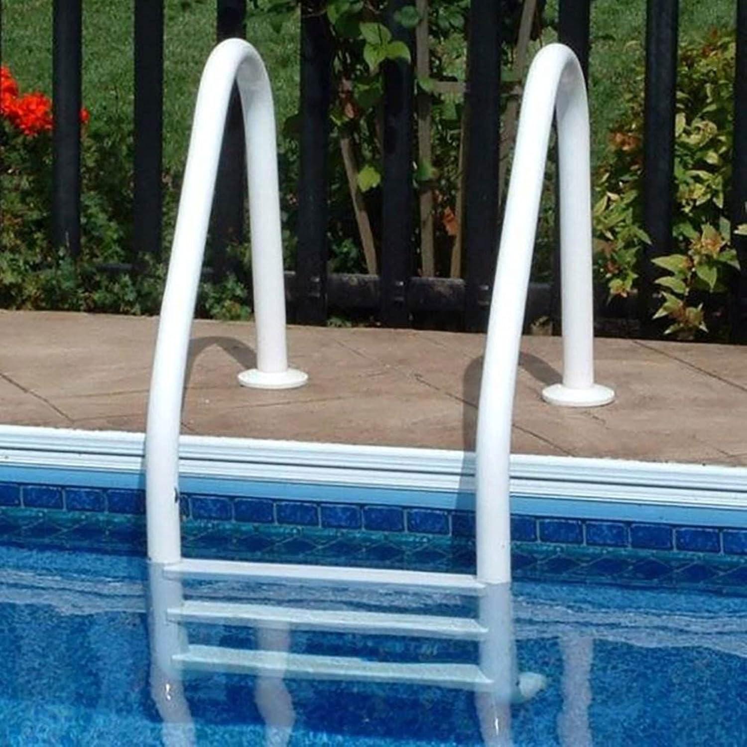 Escalera de Piscina 3 Pasos Saftron Polímero Blanco 61x134.6cm