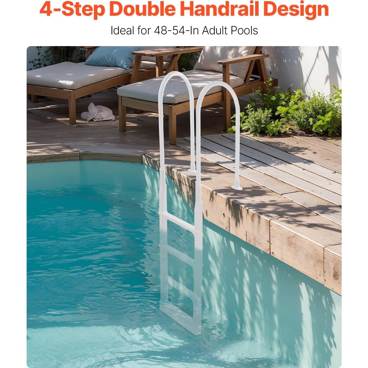 Escalera de Piscina VEVOR 4 Peldaños Doble Pasamanos 136 kg