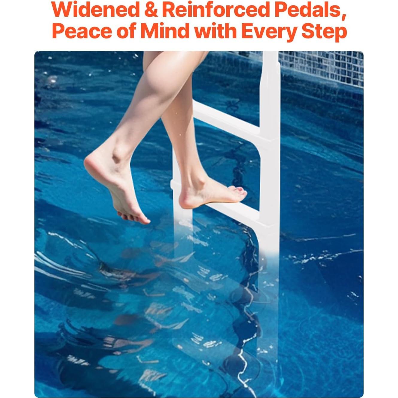 Escalera de Piscina VEVOR 4 Peldaños Doble Pasamanos 136 kg