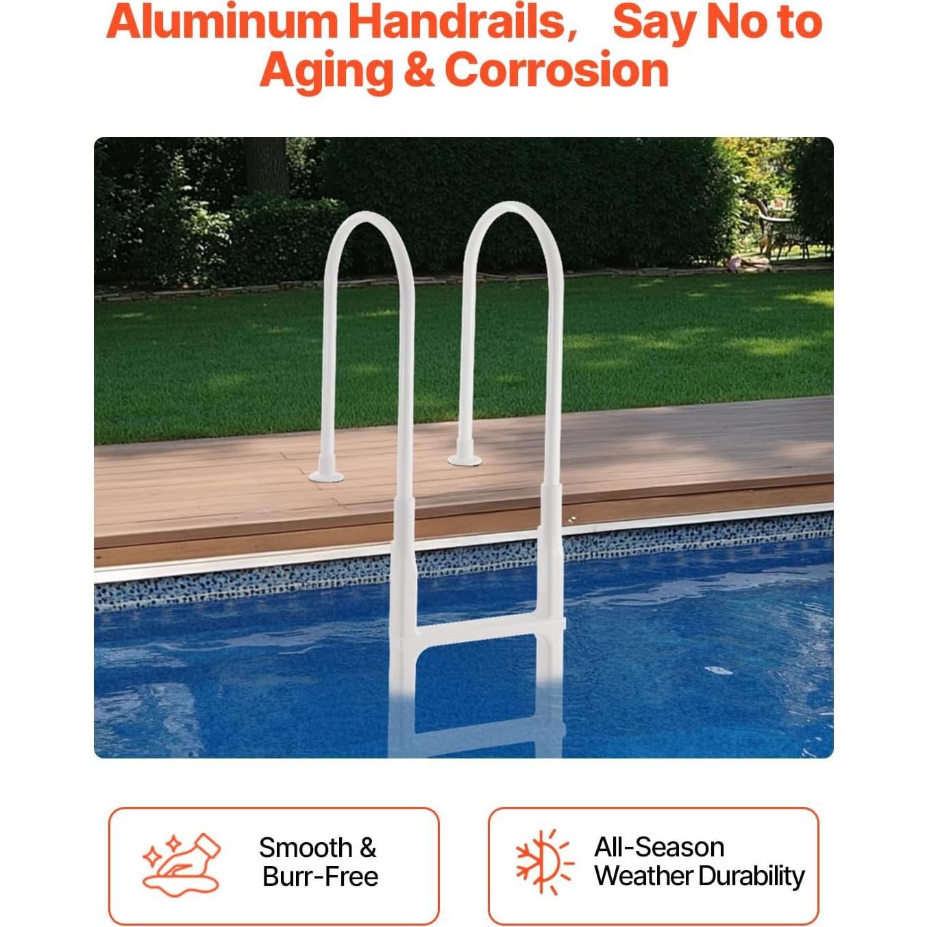 Escalera de Piscina VEVOR 4 Peldaños Doble Pasamanos 136 kg