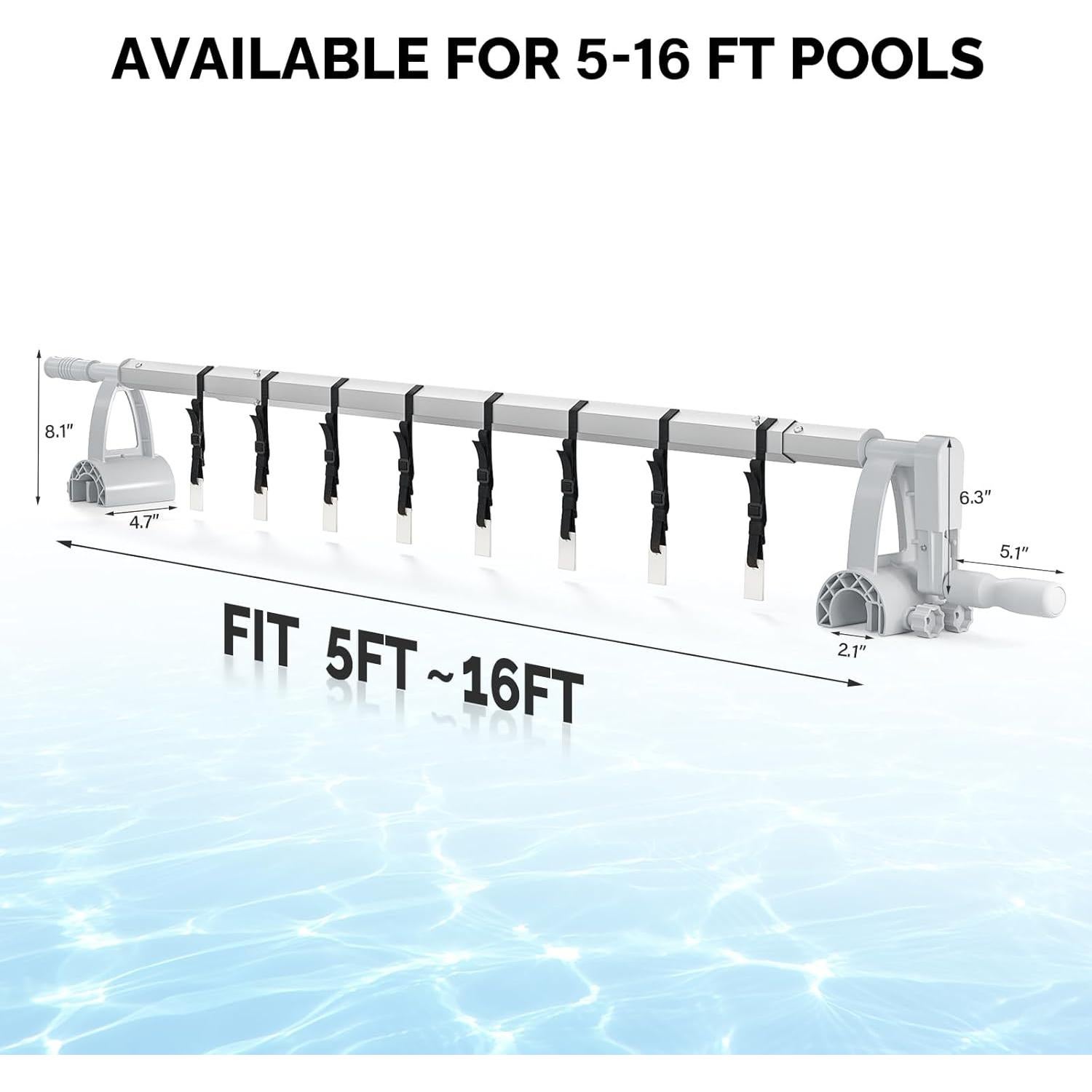 Carrete de Cubierta de Piscina VINGLI 4.88 m Aluminio Ligero