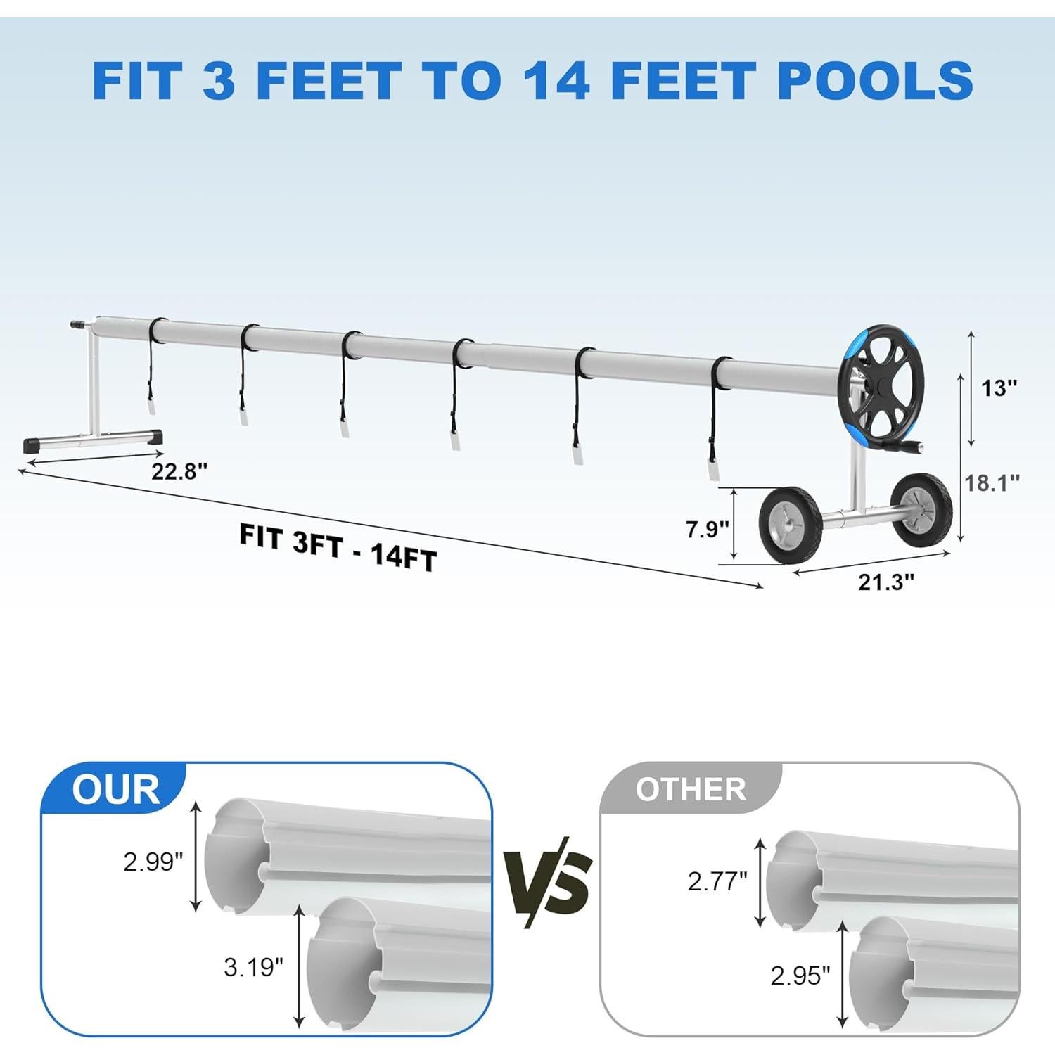 Carrete Cubierta Piscina Aluminio GarveeTech 4.27m Ajustable