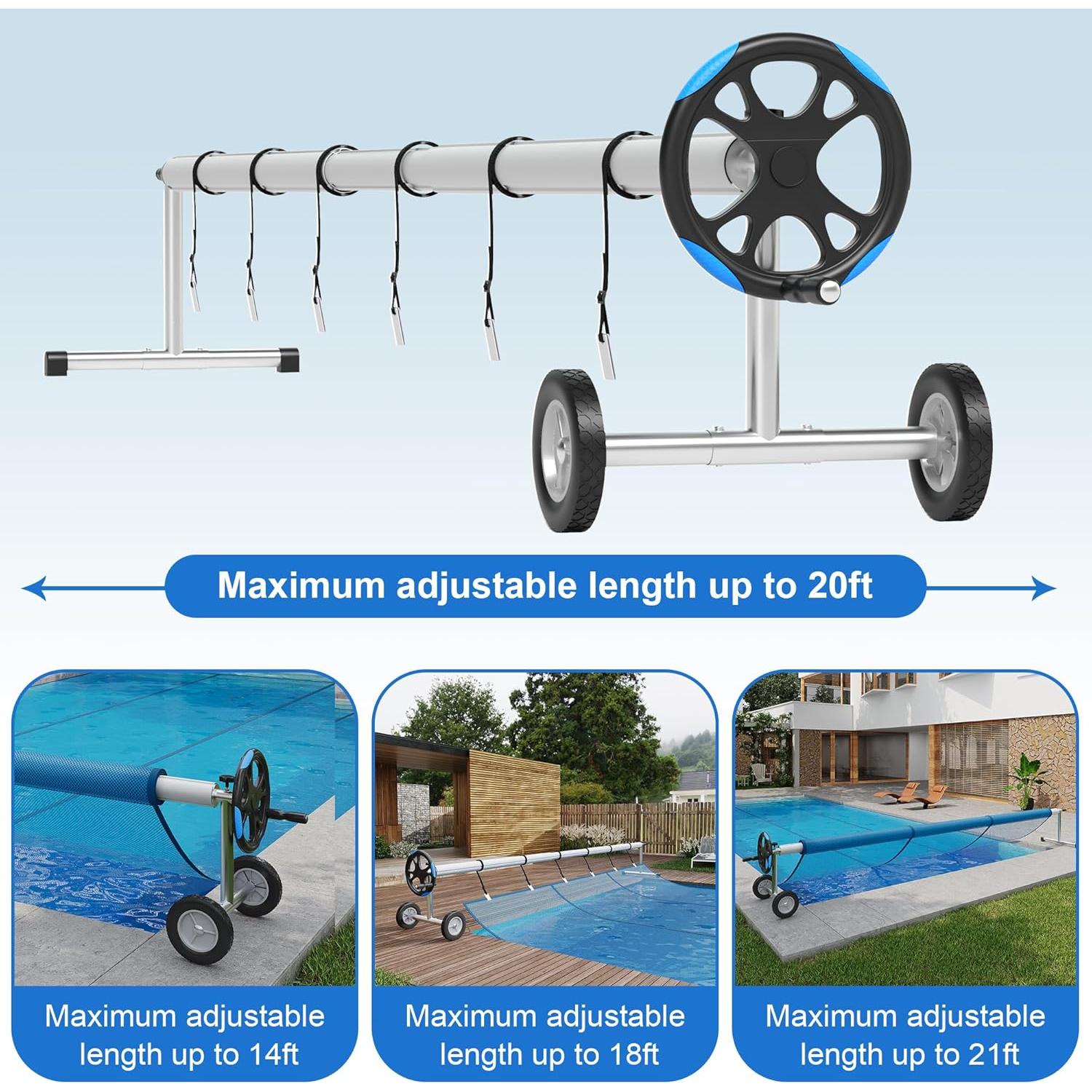 Carrete Cubierta Piscina Aluminio GarveeTech 4.27m Ajustable
