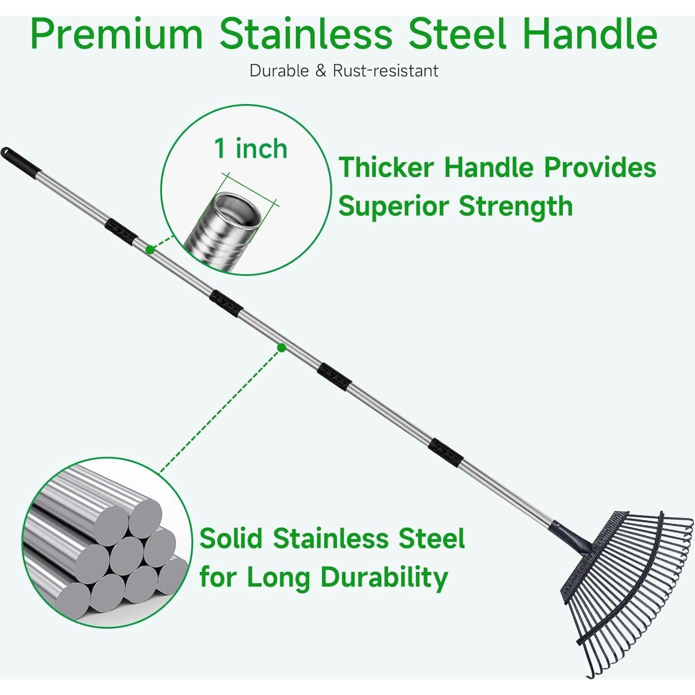 Rastrillo para Hojas GreatBuddy 25 Púas 1.2 kg Mango Ajustable