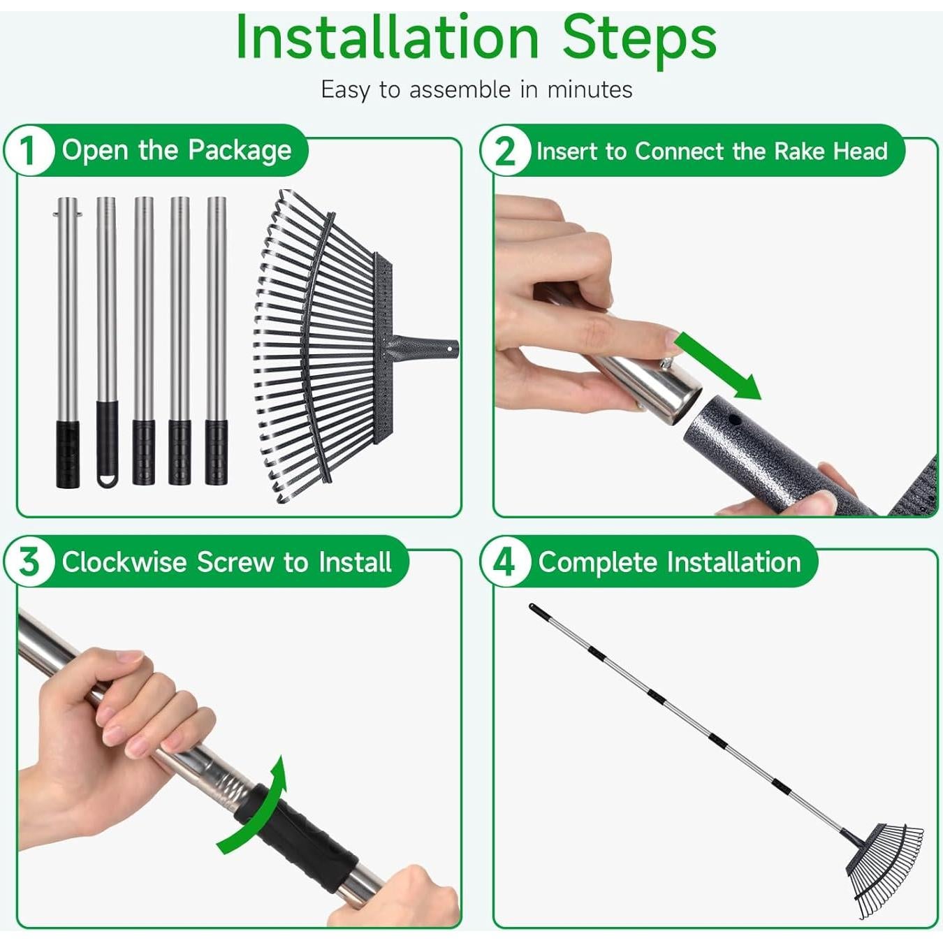 Rastrillo para Hojas GreatBuddy 25 Púas 1.2 kg Mango Ajustable